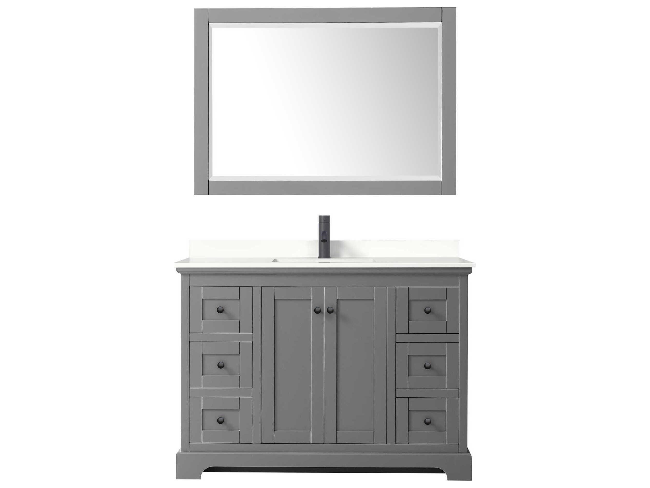 Wyndham Collection Avery 48" Dark Gray Vanity with 46" Mirror
