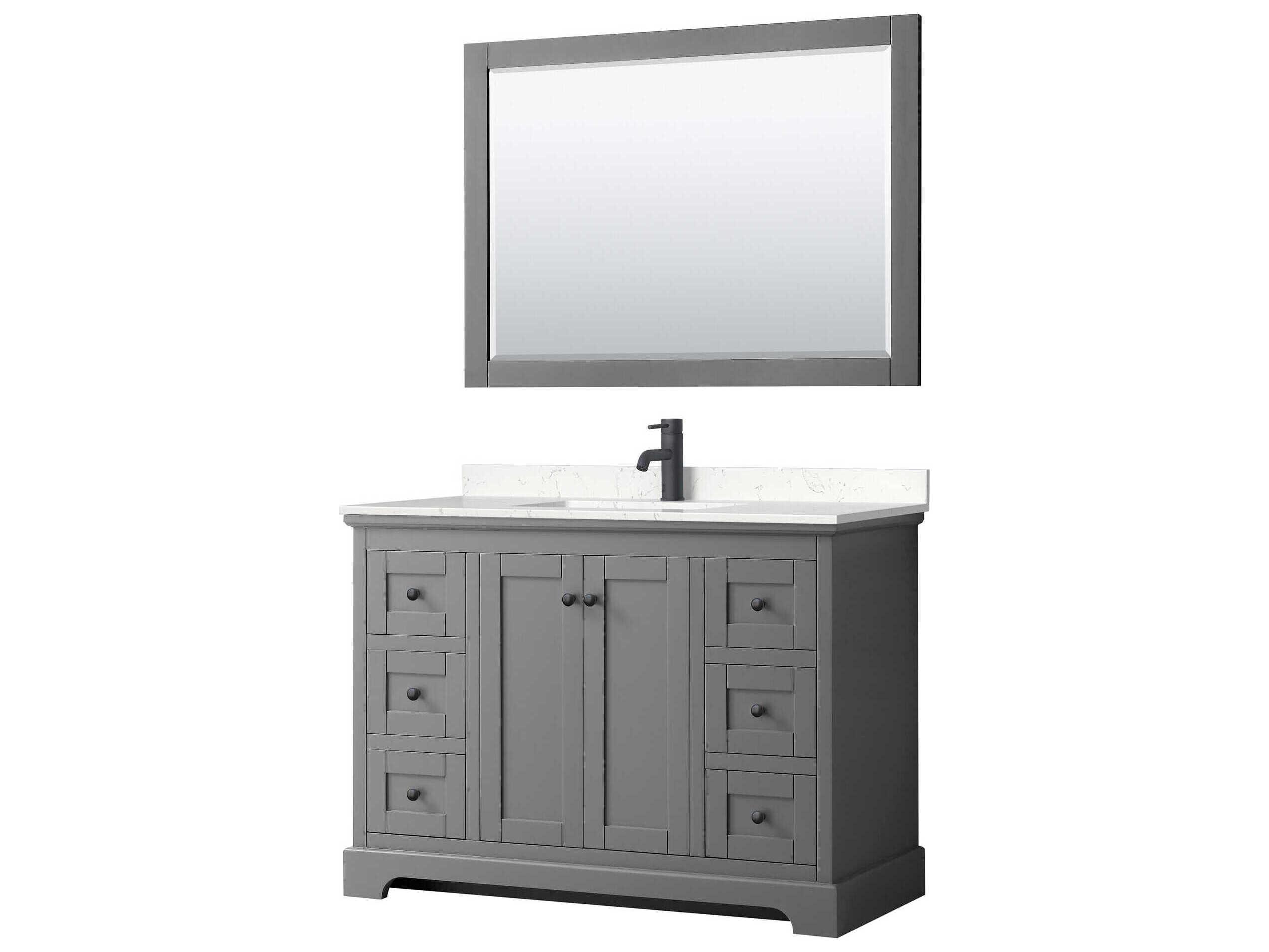 Wyndham Collection Avery 48" Dark Gray Vanity with 46" Mirror