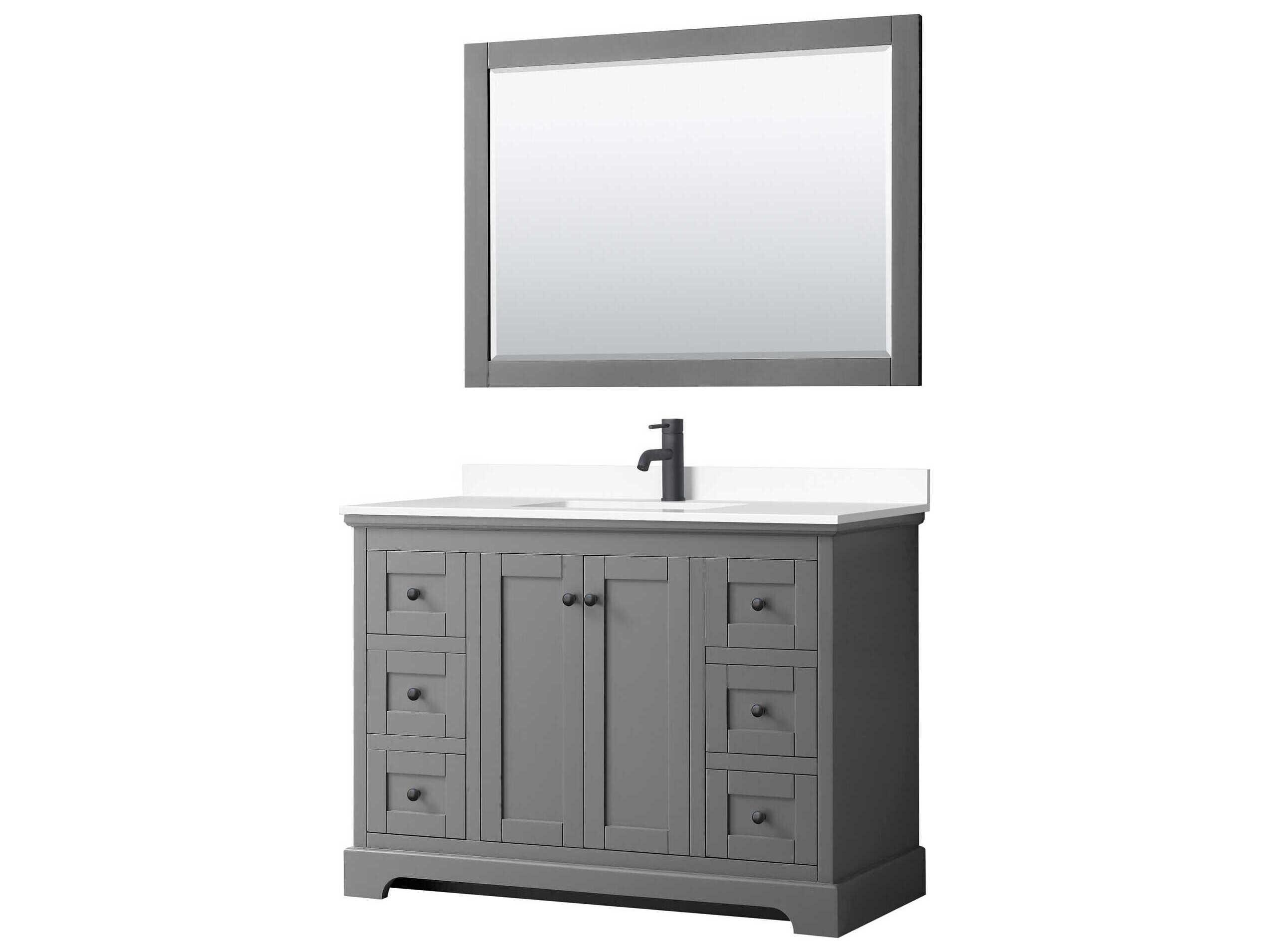Wyndham Collection Avery 48" Dark Gray Vanity with 46" Mirror