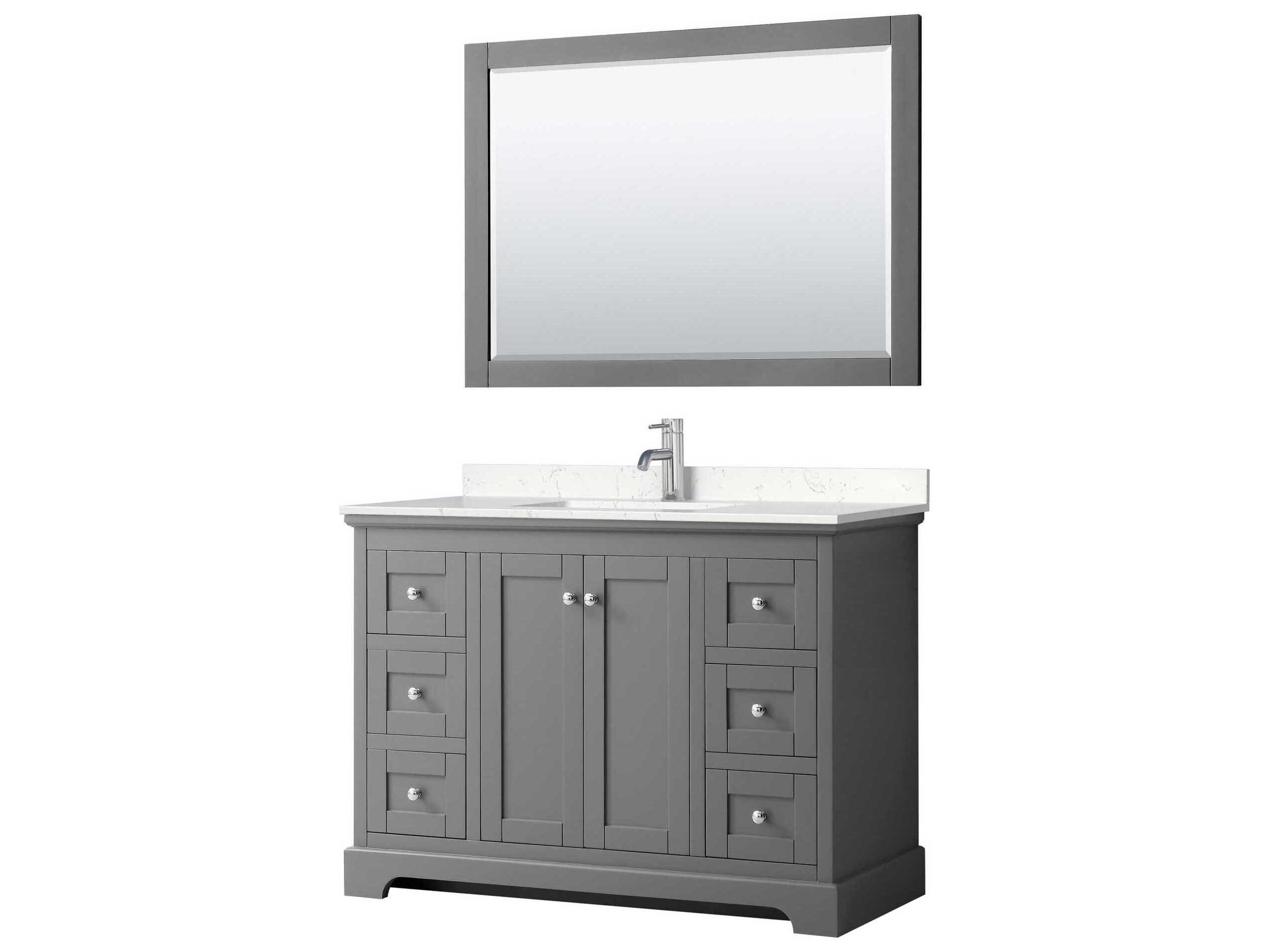 Wyndham Collection Avery 48" Dark Gray Vanity with 46" Mirror