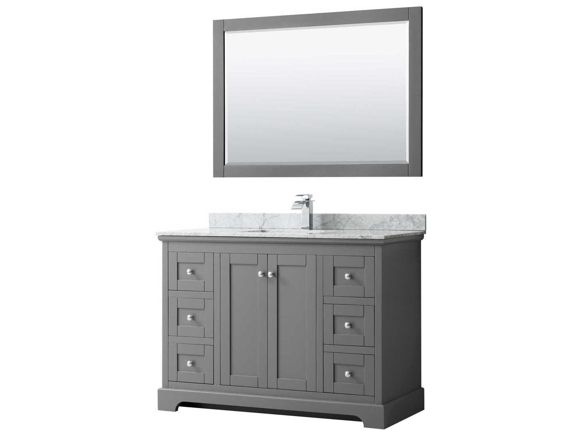 Wyndham Collection Avery 48" Dark Gray Vanity with 46" Mirror