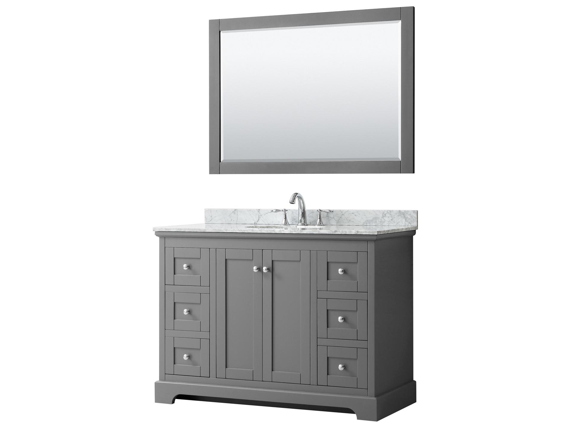 Wyndham Collection Avery 48" Dark Gray Vanity with 46" Mirror