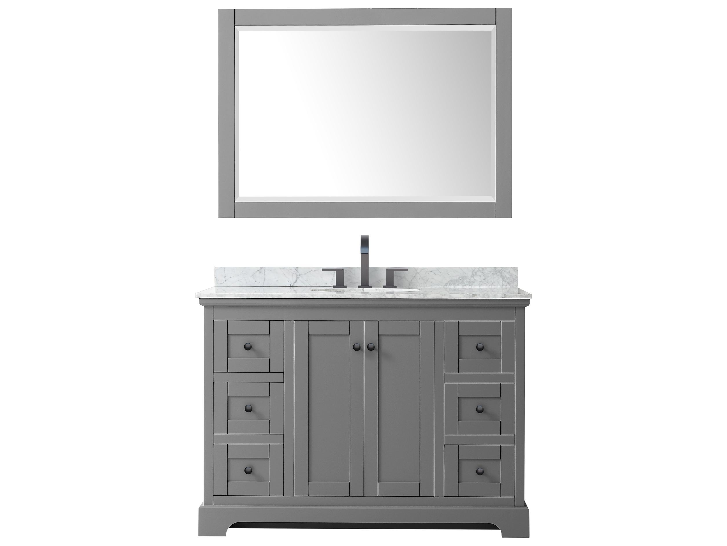 Wyndham Collection Avery 48" Dark Gray Vanity with 46" Mirror