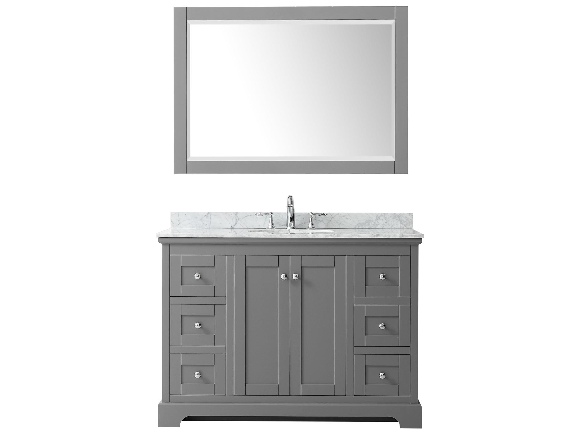 Wyndham Collection Avery 48" Dark Gray Vanity with 46" Mirror