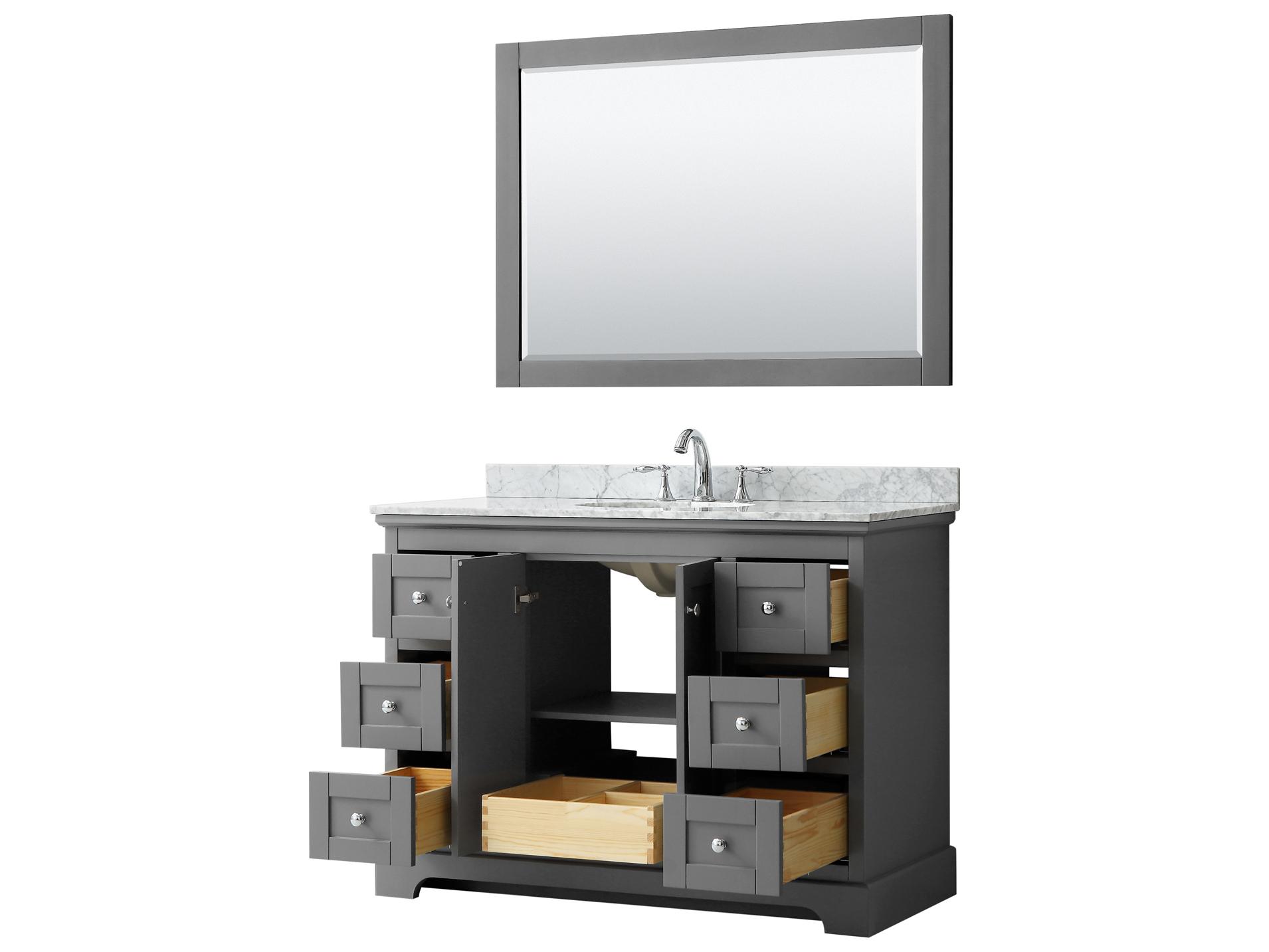 Wyndham Collection Avery 48" Dark Gray Vanity with 46" Mirror