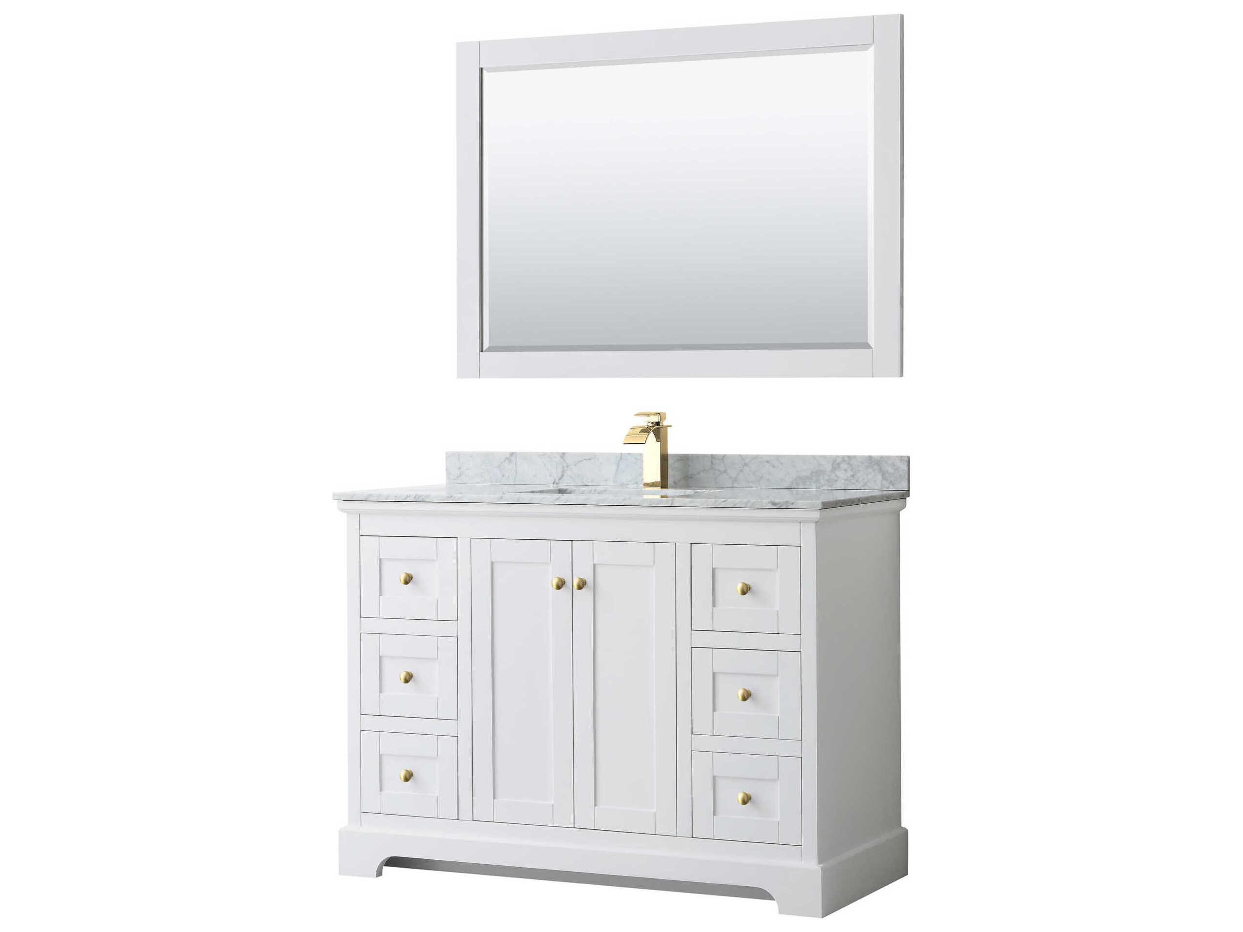 Wyndham Collection Avery 48" White Vanity with 46" Mirror