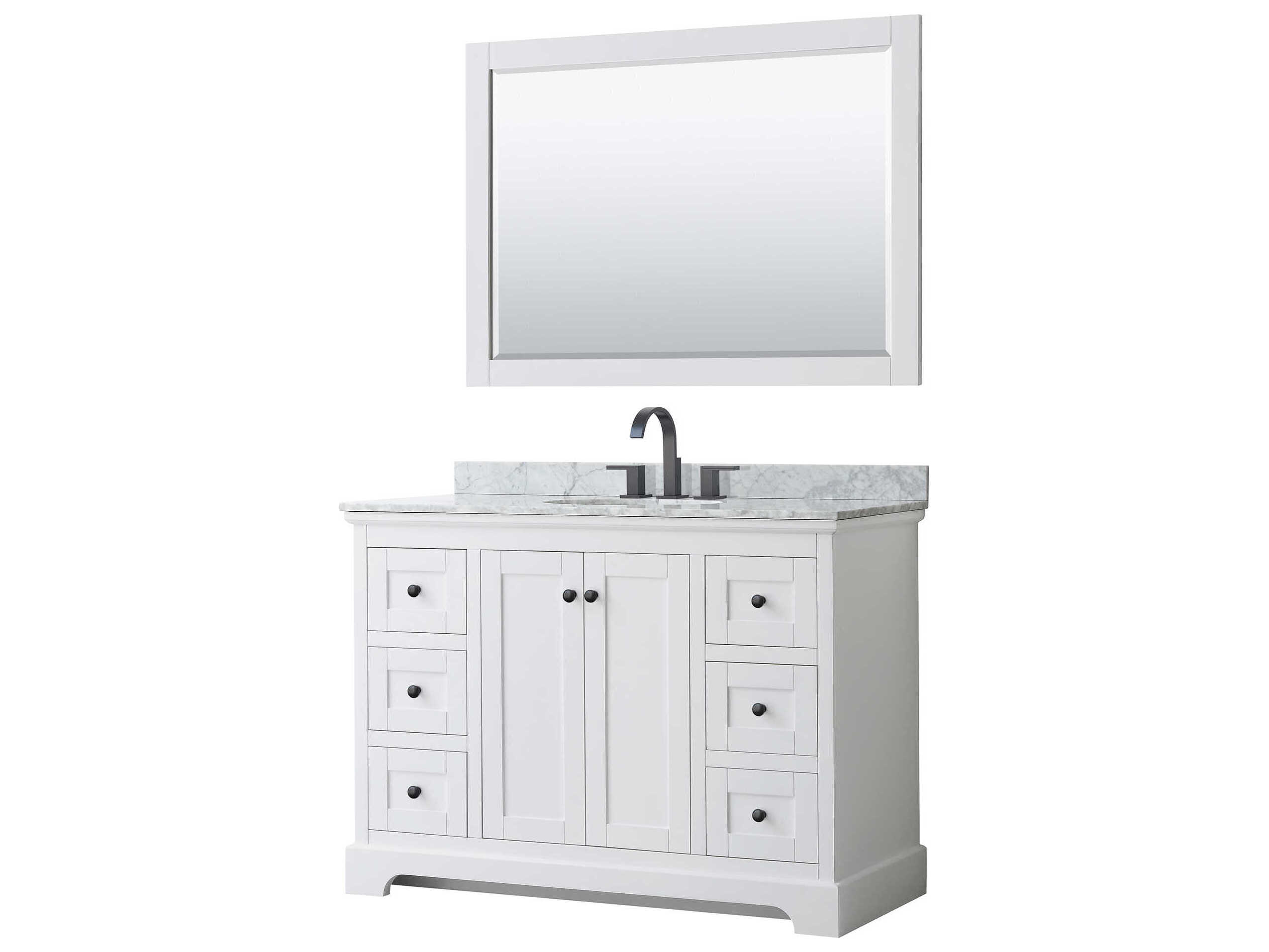 Wyndham Collection Avery 48" White Vanity with 46" Mirror