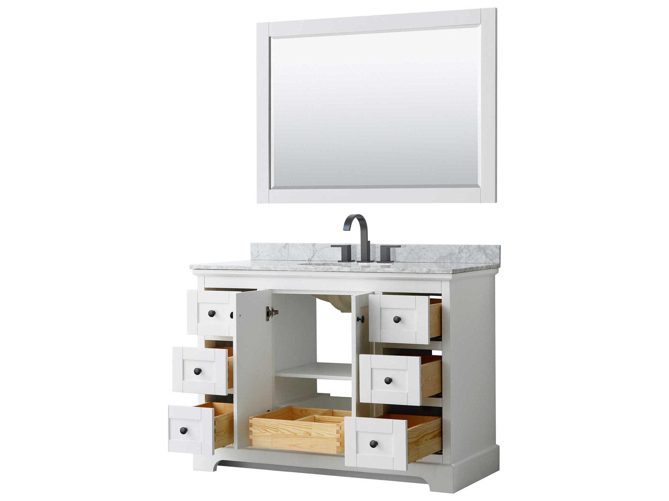 Wyndham Collection Avery 48" White Vanity with 46" Mirror