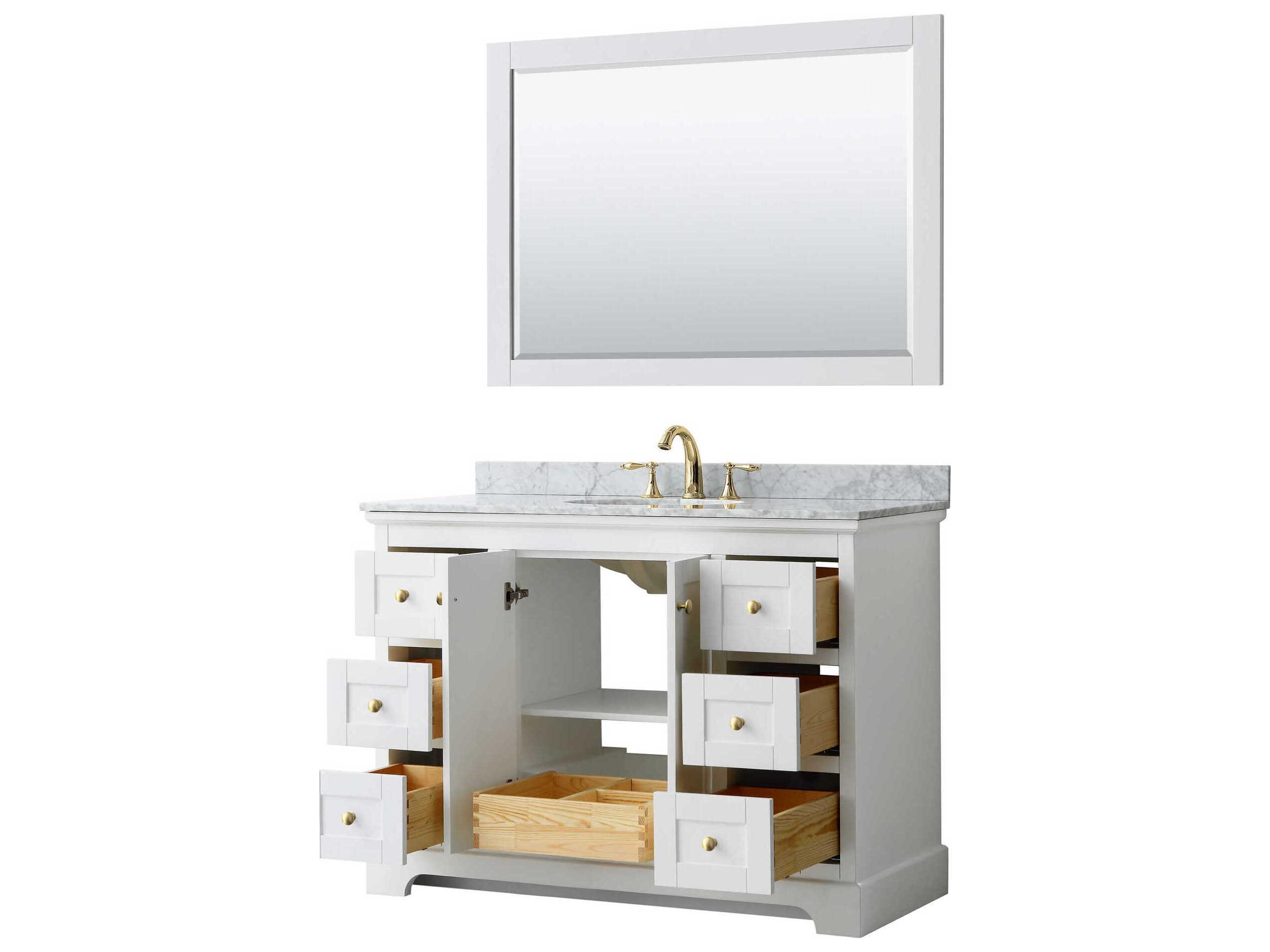 Wyndham Collection Avery 48" White Vanity with 46" Mirror