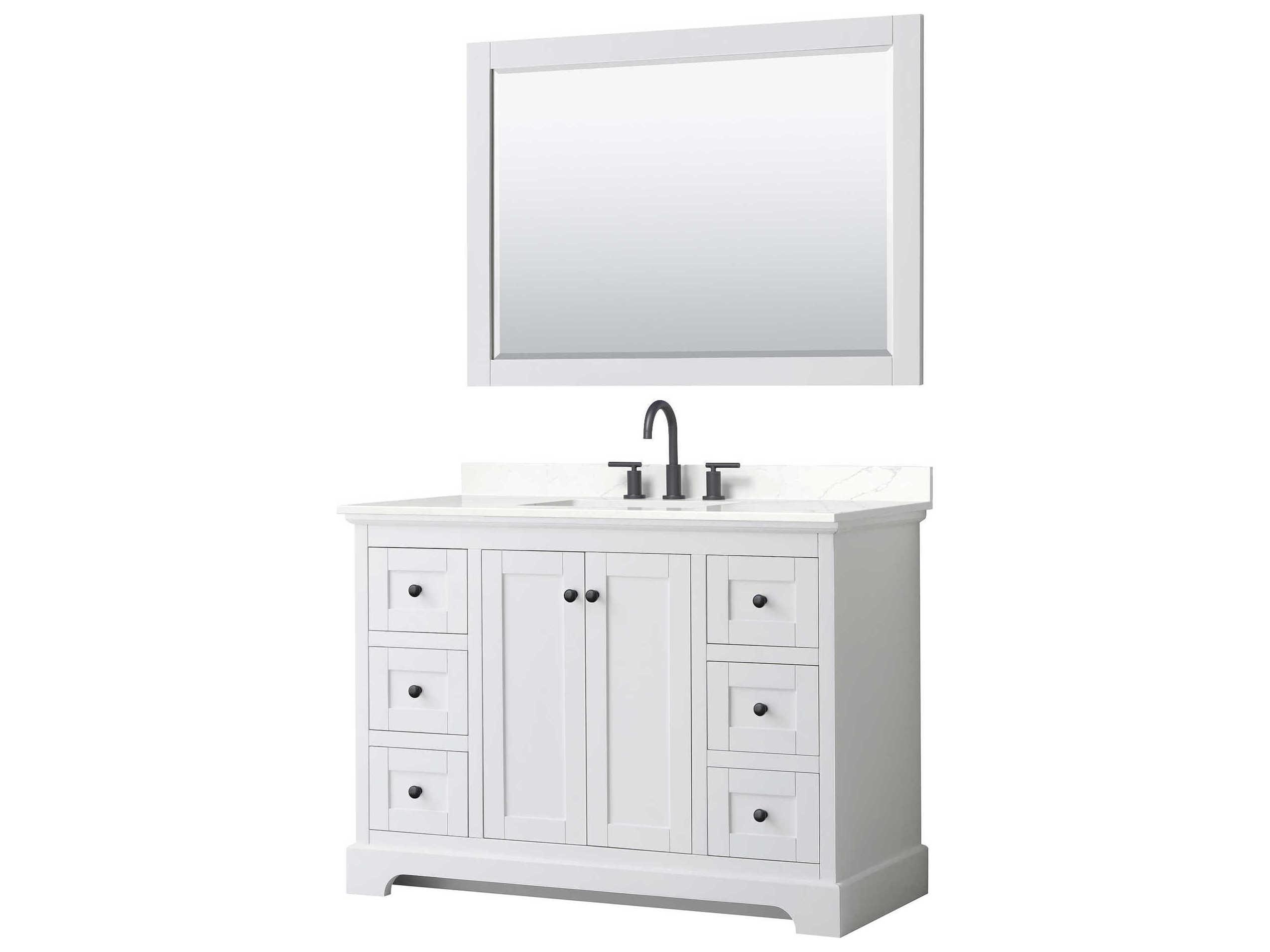 Wyndham Collection Avery 48" White Vanity with 46" Mirror