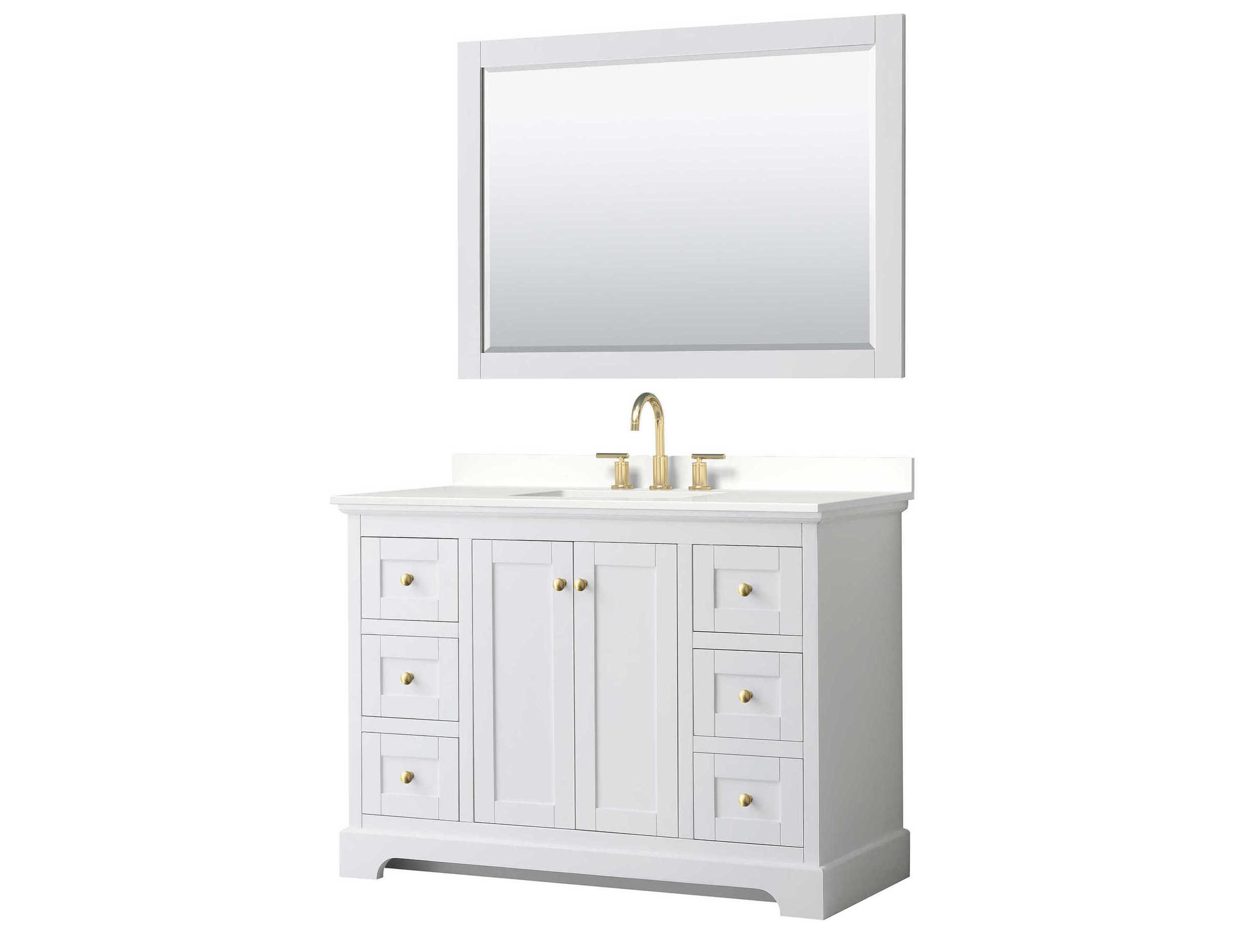 Wyndham Collection Avery 48" White Vanity with 46" Mirror