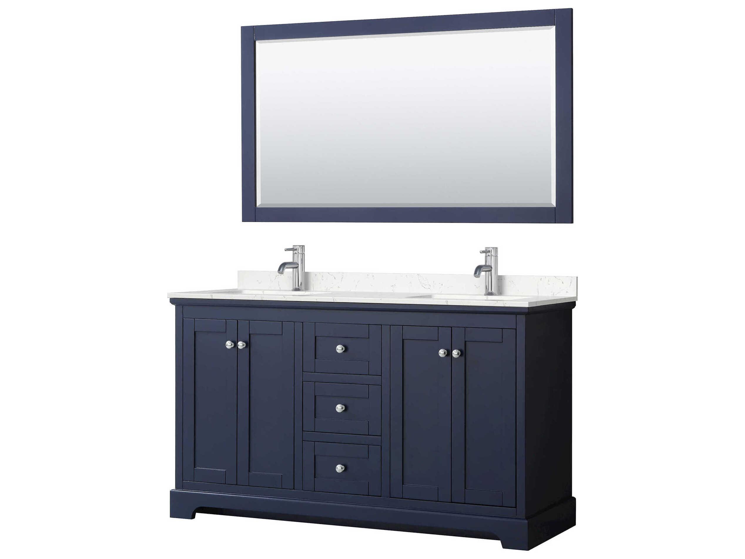 Wyndham Collection Avery 60" Dark Blue Vanity with 58" Mirror