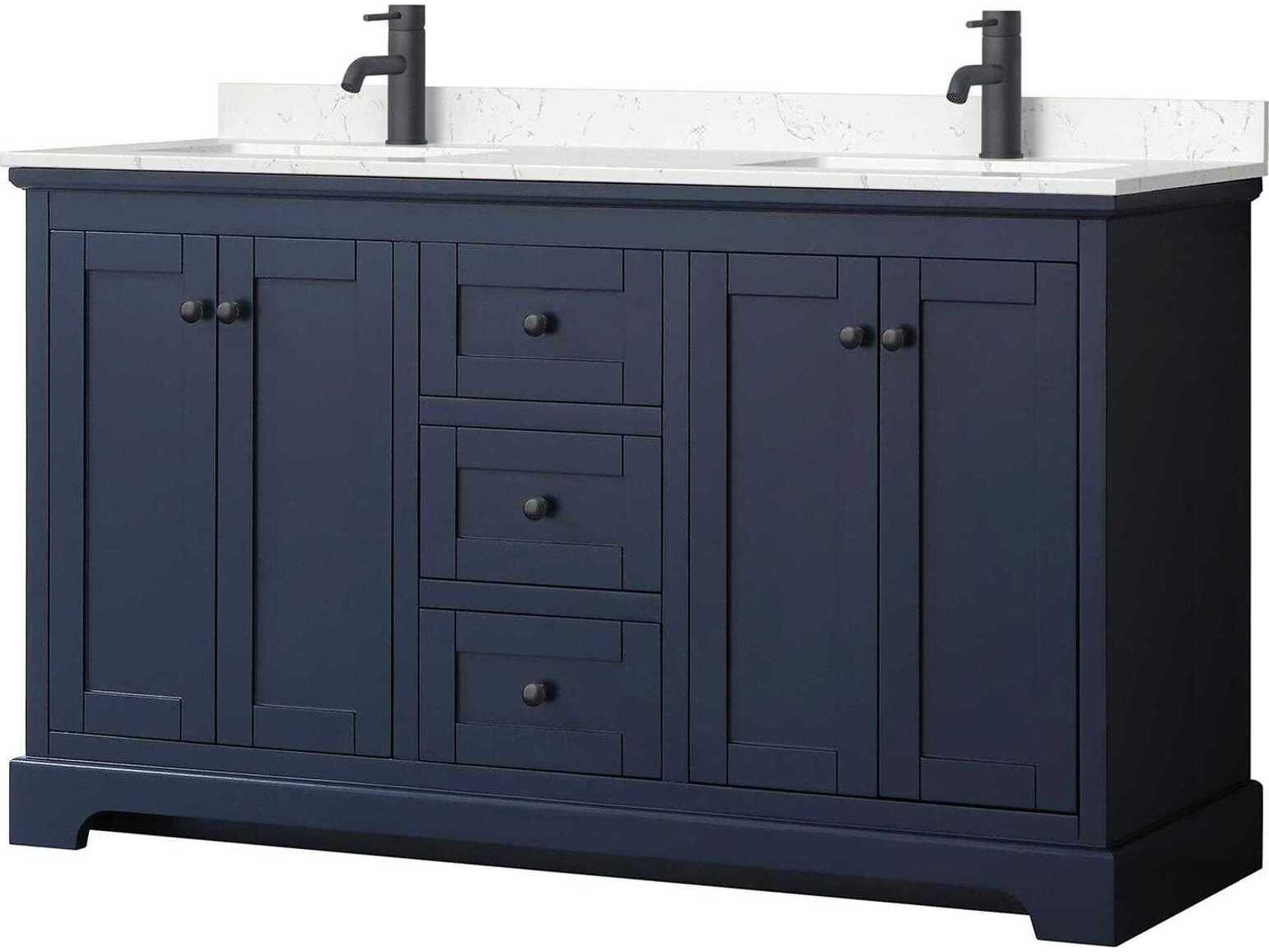 Wyndham Collection Avery 60" Dark Blue Vanity
