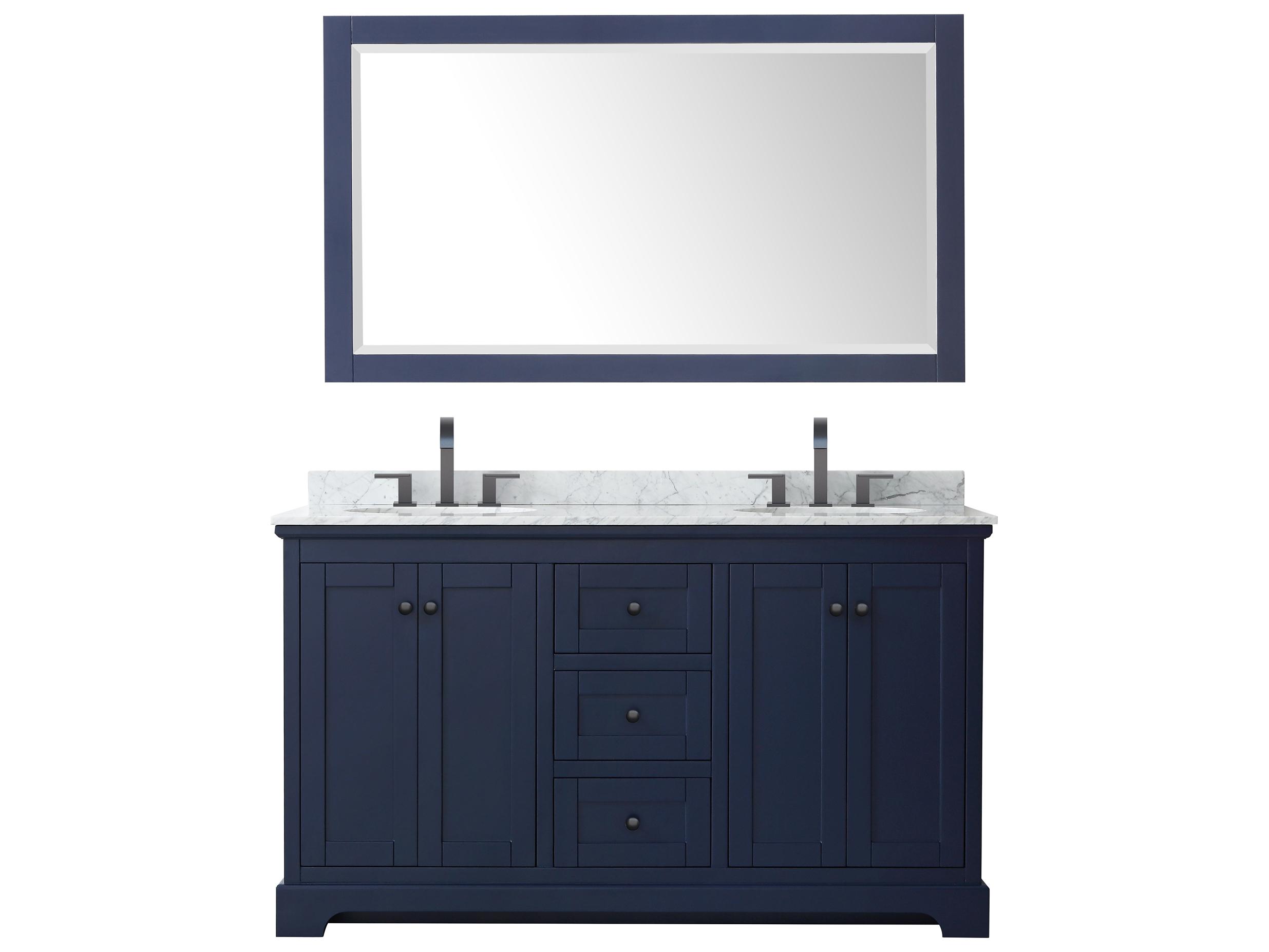 Wyndham Collection Avery 60" Dark Blue Vanity with 58" Mirror