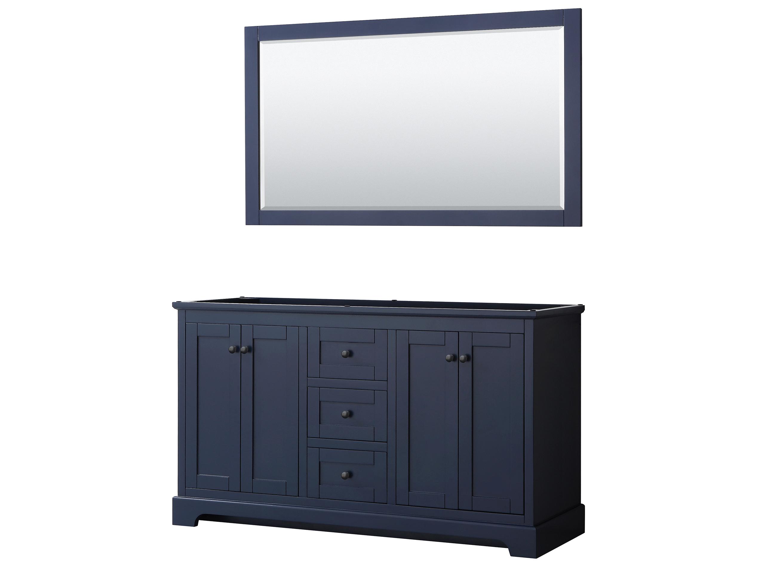 Wyndham Collection Avery 59" Dark Blue Vanity with 58" Mirror