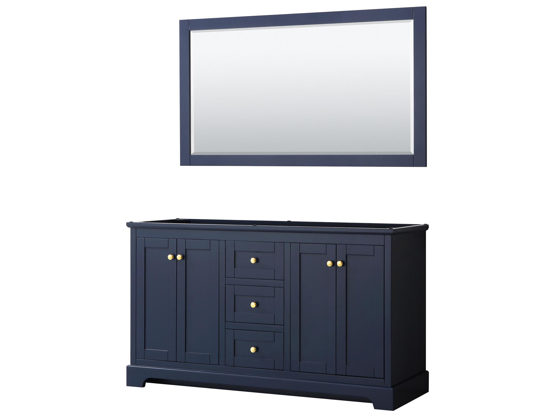 Wyndham Collection Avery 59" Dark Blue Vanity with 58" Mirror