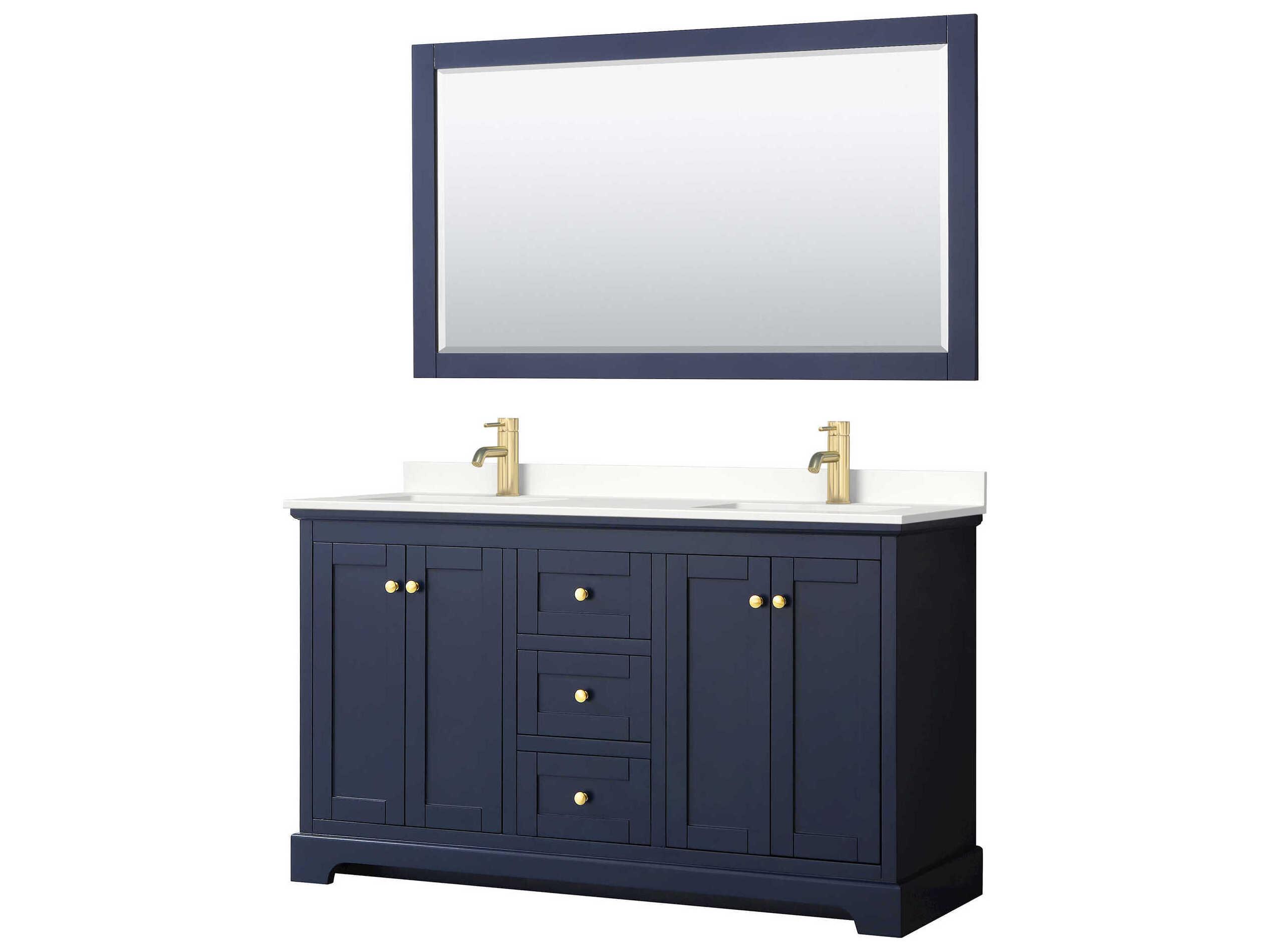 Wyndham Collection Avery 60" Dark Blue Vanity with 58" Mirror