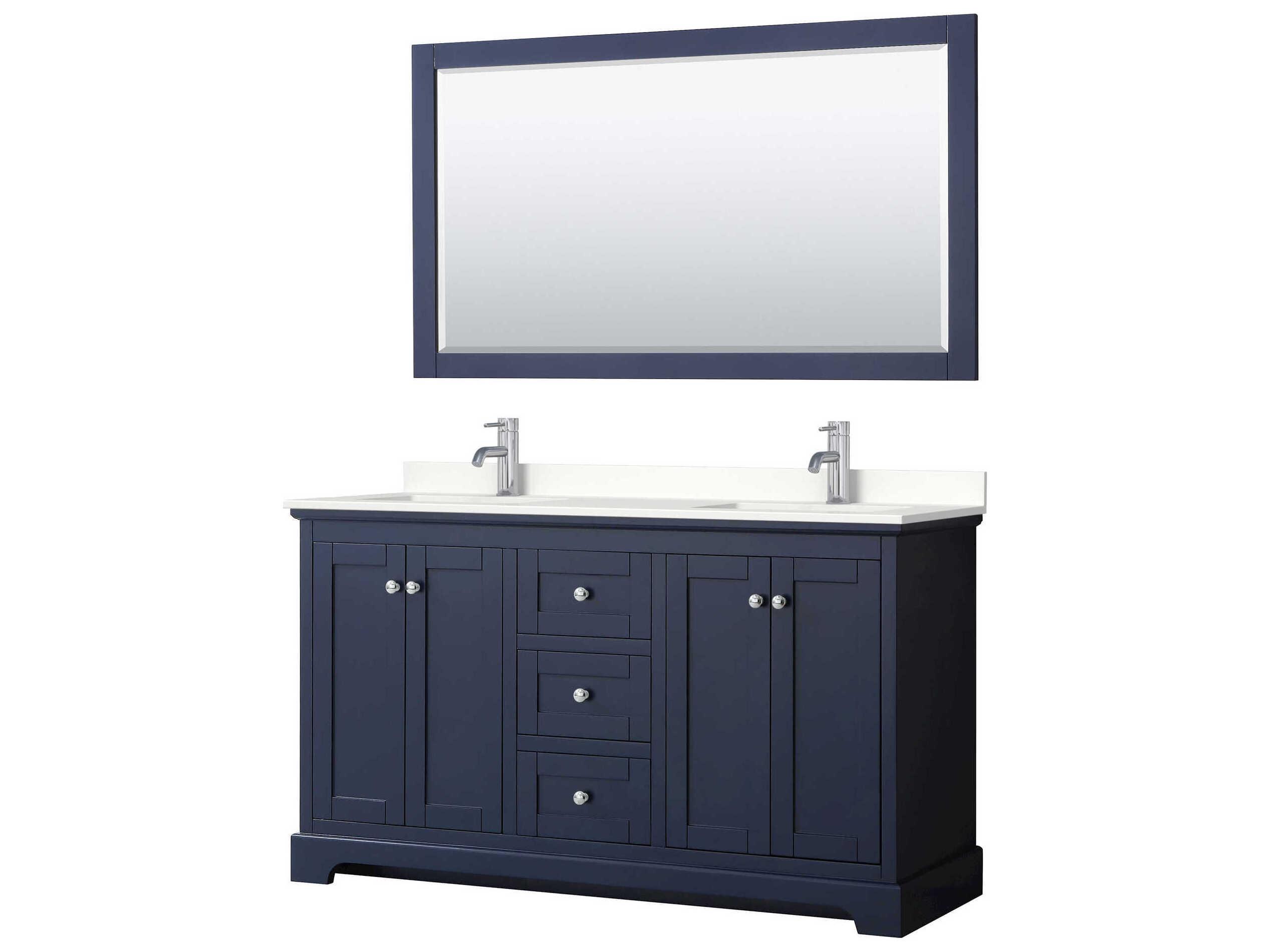 Wyndham Collection Avery 60" Dark Blue Vanity with 58" Mirror