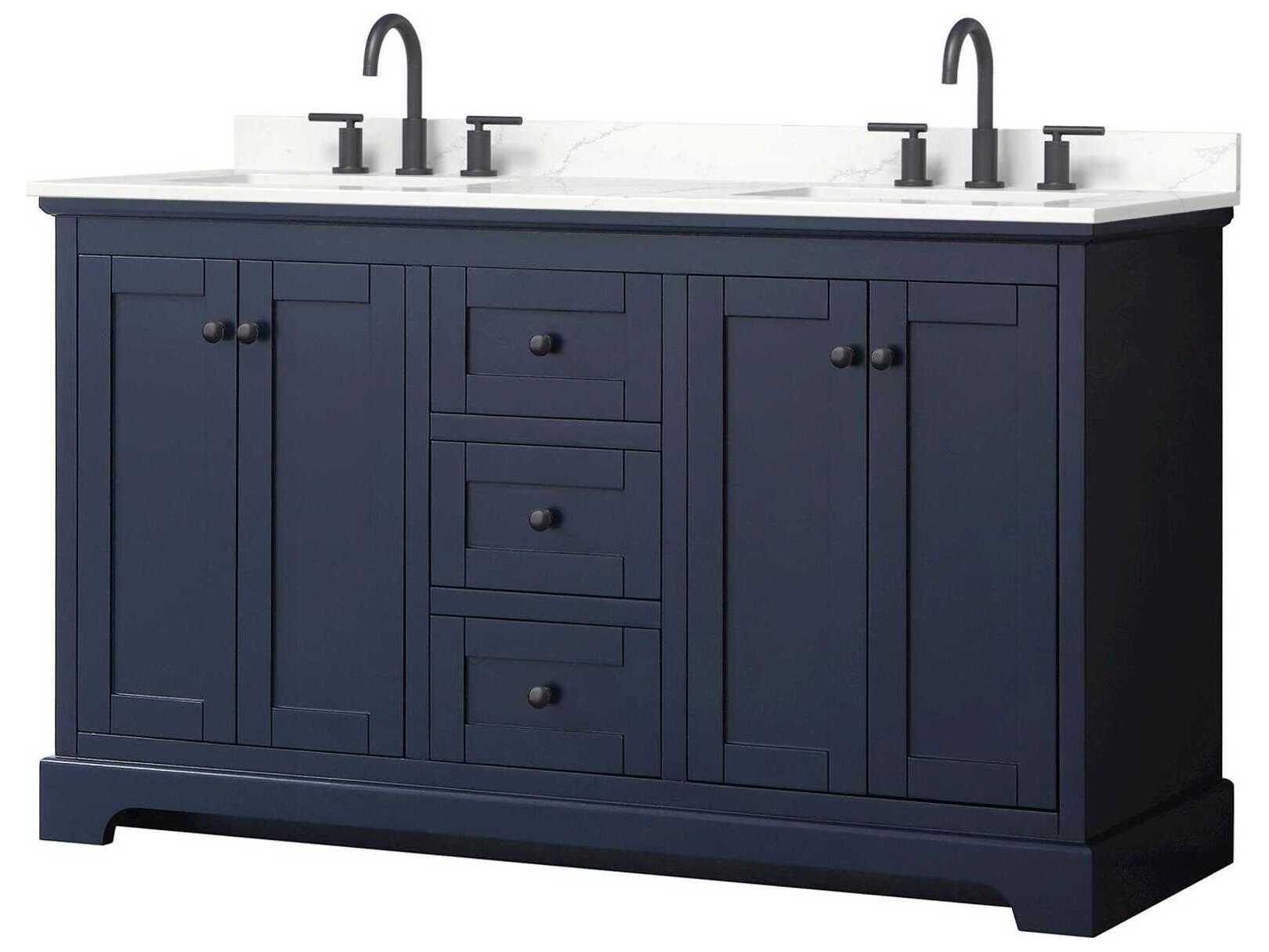 Wyndham Collection Avery 60" Dark Blue Vanity