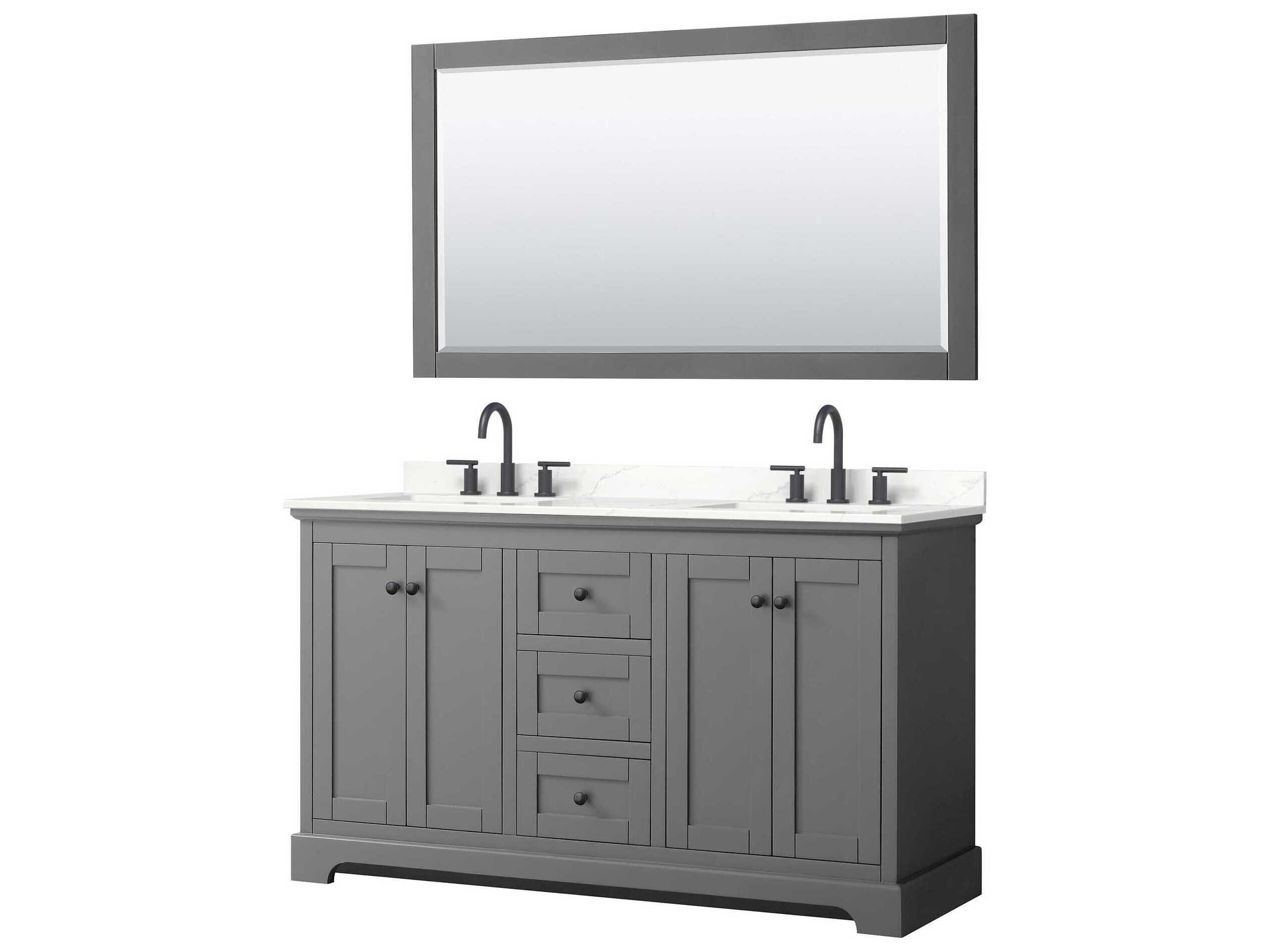 Wyndham Collection Avery 60" Dark Gray Vanity with 58" Mirror