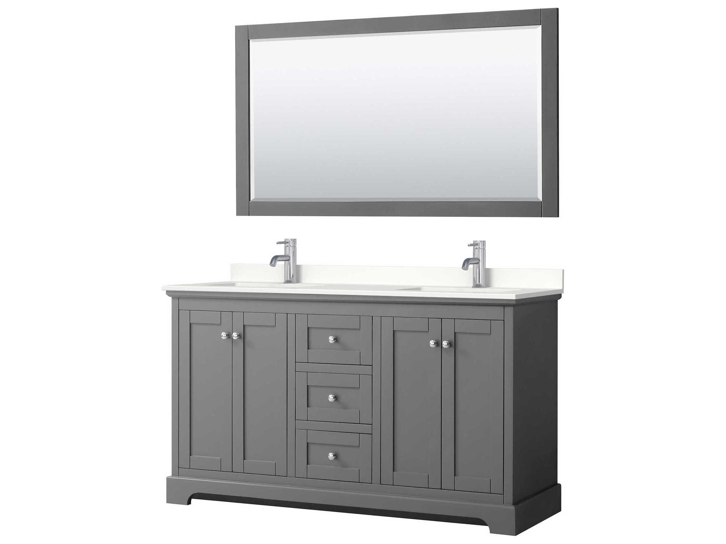 Wyndham Collection Avery 60" Dark Gray Vanity with 58" Mirror