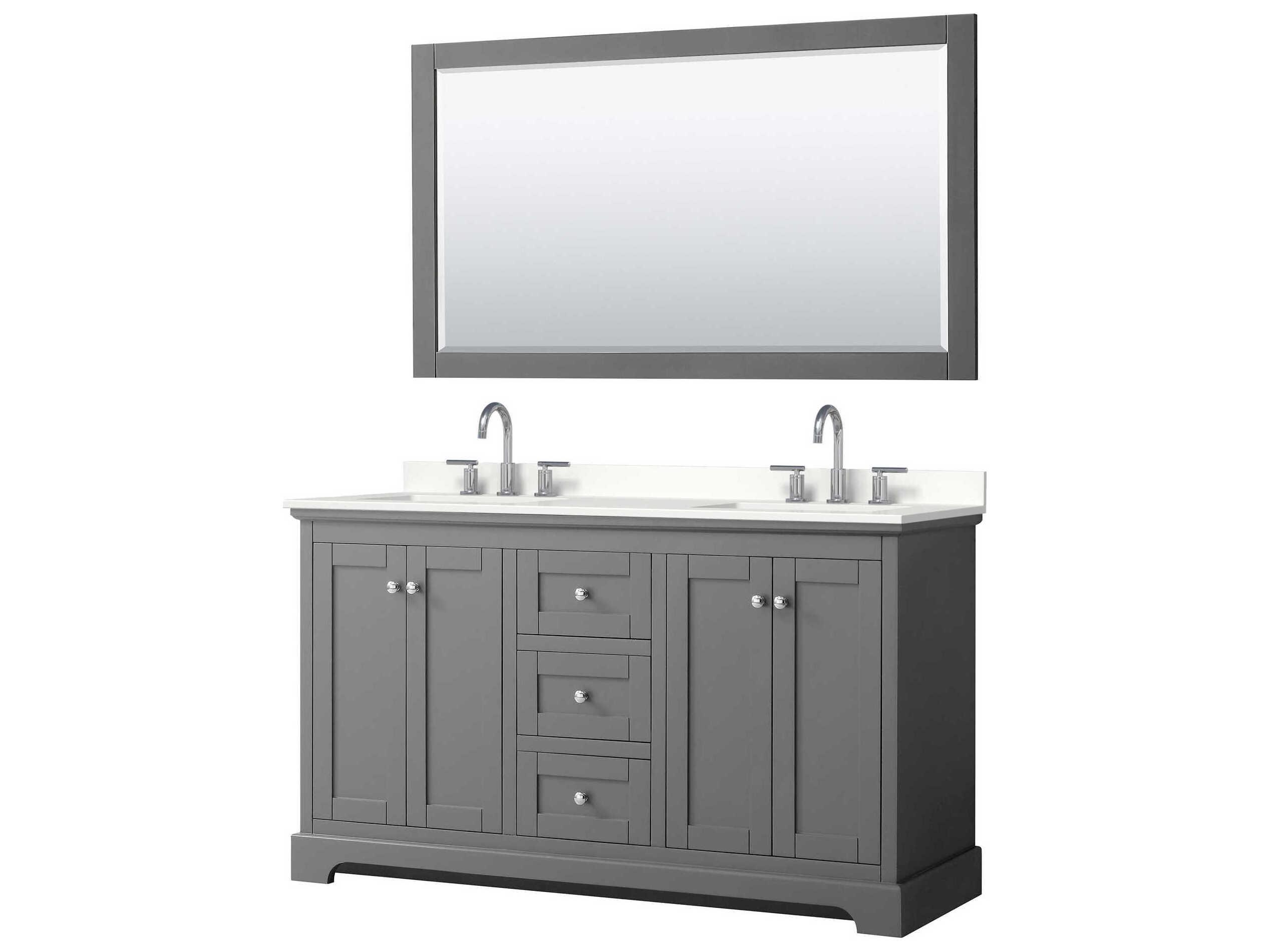 Wyndham Collection Avery 60" Dark Gray Vanity with 58" Mirror