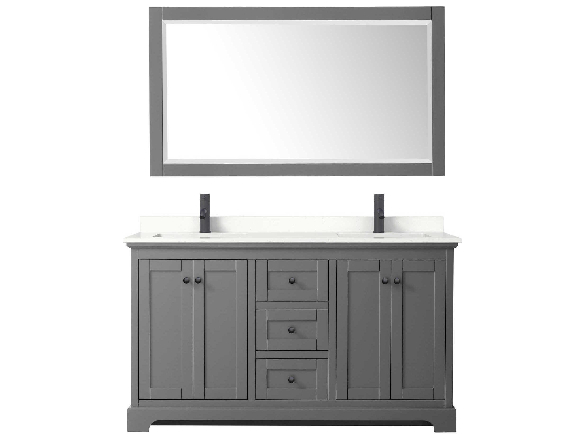 Wyndham Collection Avery 60" Dark Gray Vanity with 58" Mirror