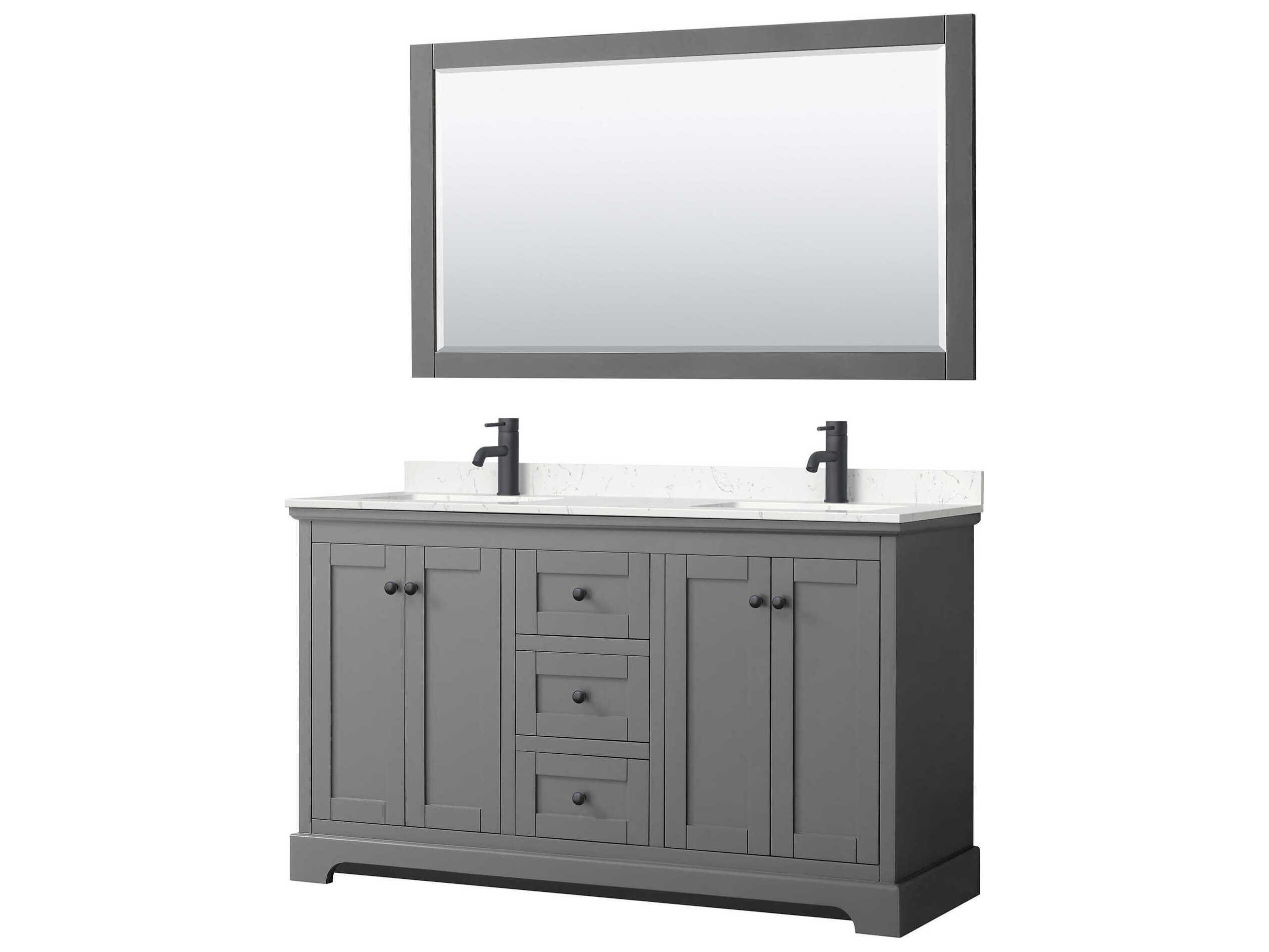 Wyndham Collection Avery 60" Dark Gray Vanity with 58" Mirror