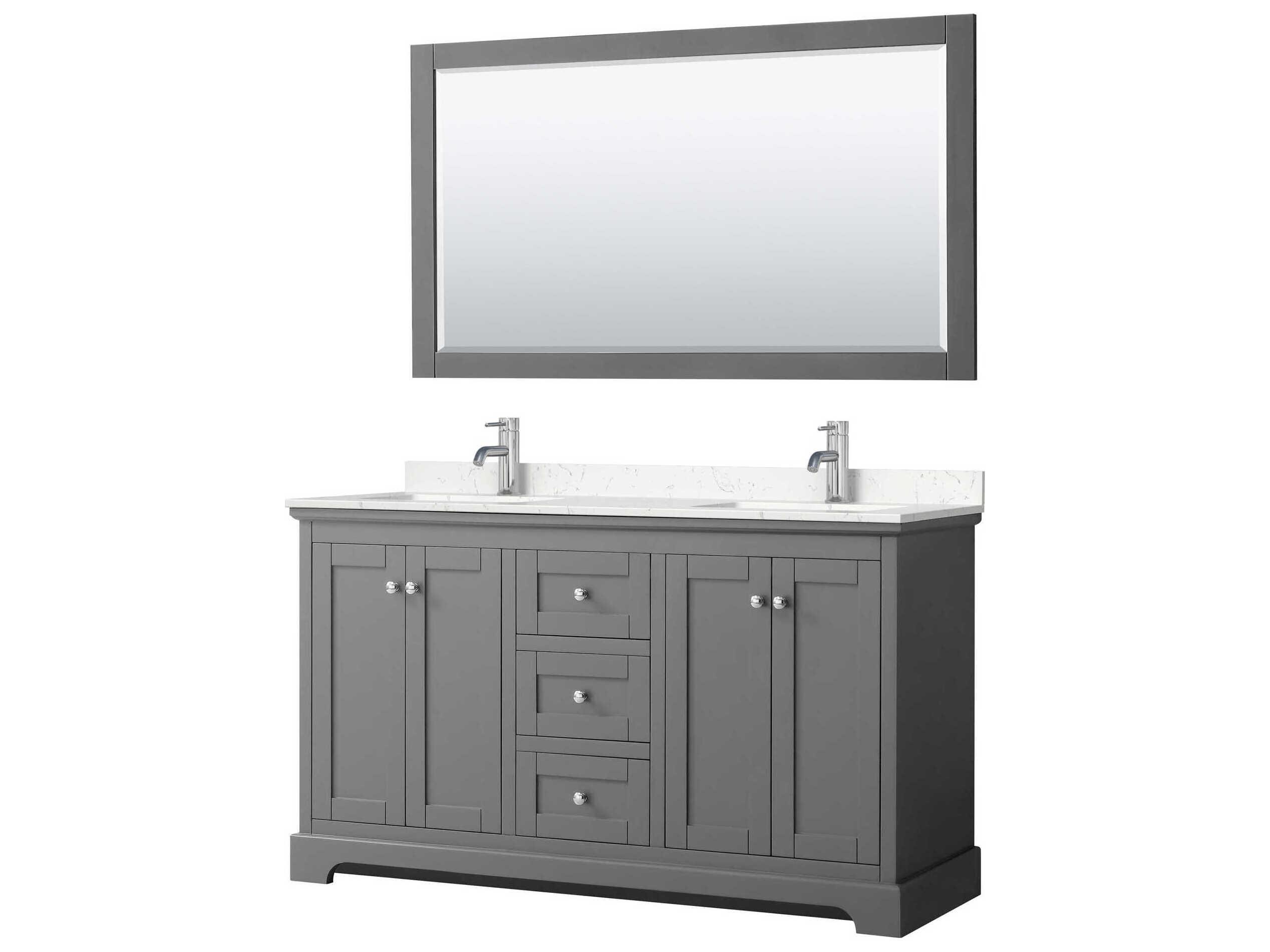Wyndham Collection Avery 60" Dark Gray Vanity with 58" Mirror