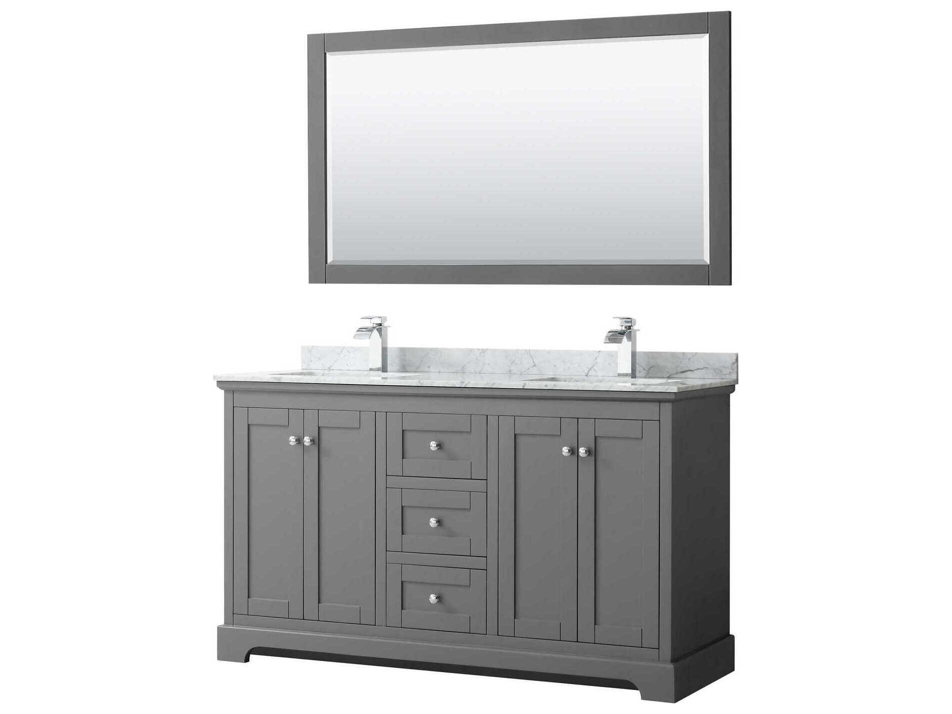 Wyndham Collection Avery 60" Dark Gray Vanity with 58" Mirror