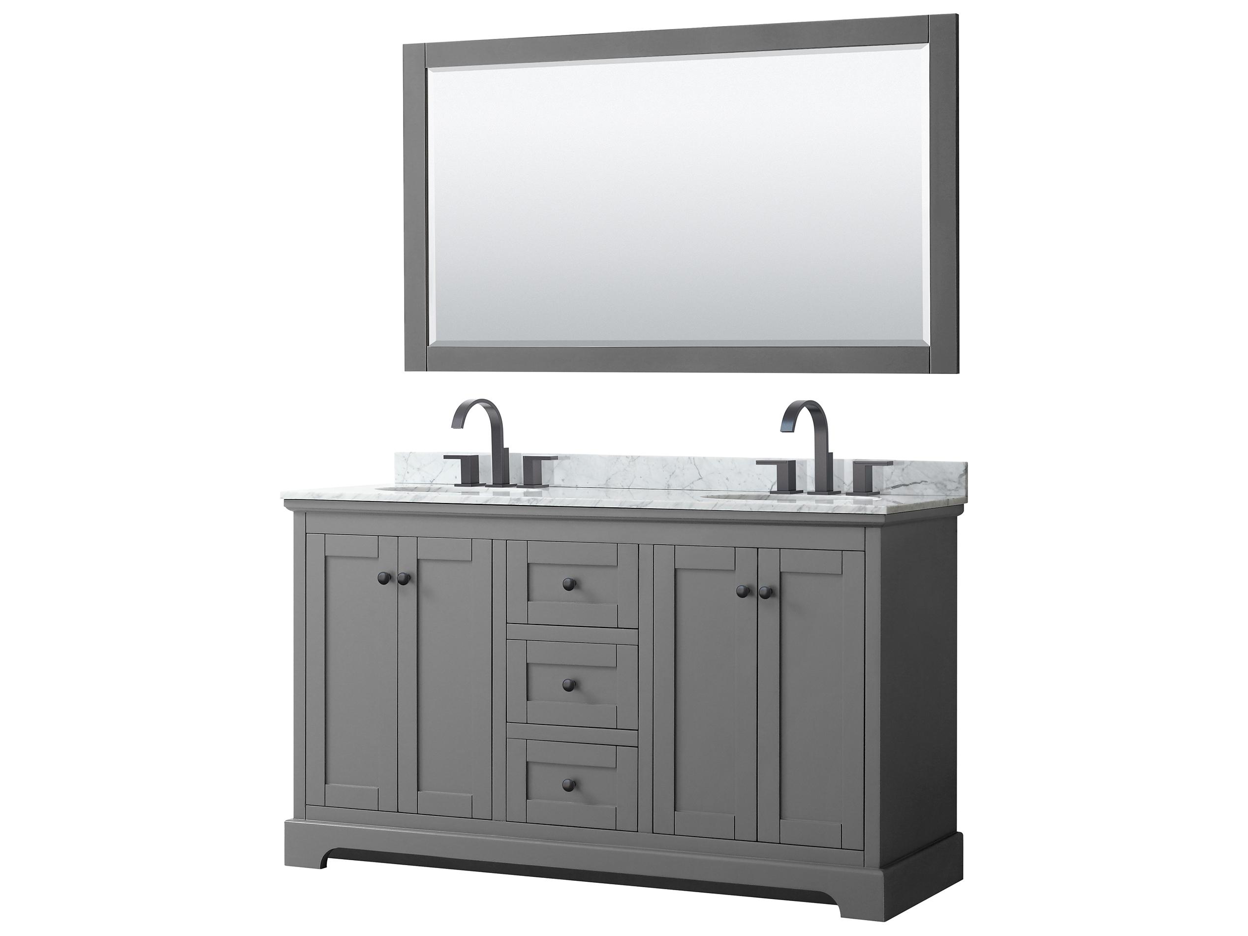 Wyndham Collection Avery 60" Dark Gray Vanity with 58" Mirror