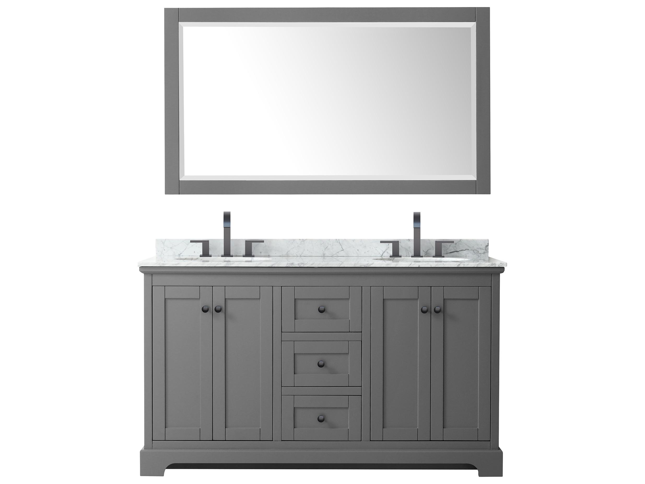 Wyndham Collection Avery 60" Dark Gray Vanity with 58" Mirror
