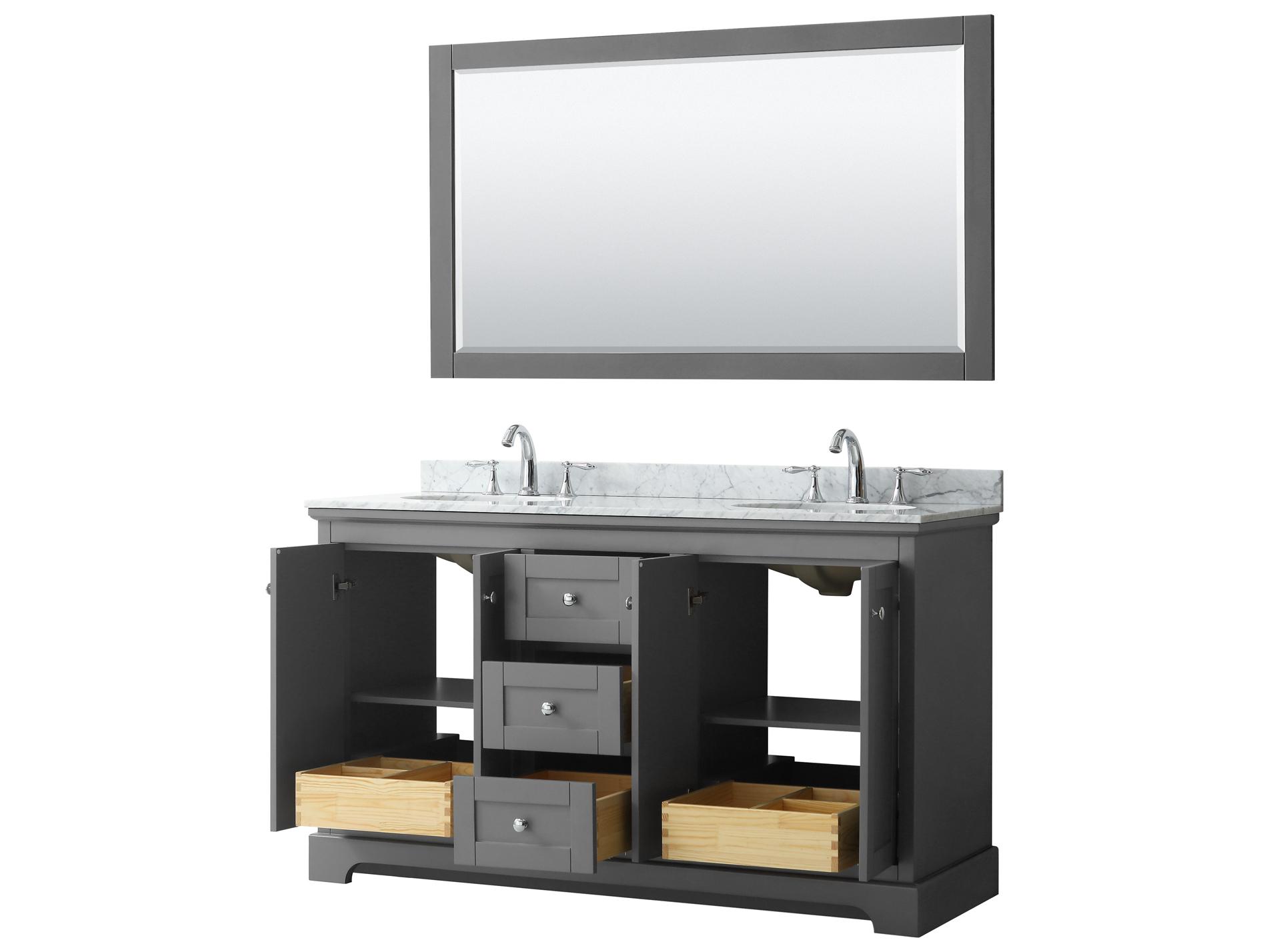Wyndham Collection Avery 60" Dark Gray Vanity with 58" Mirror