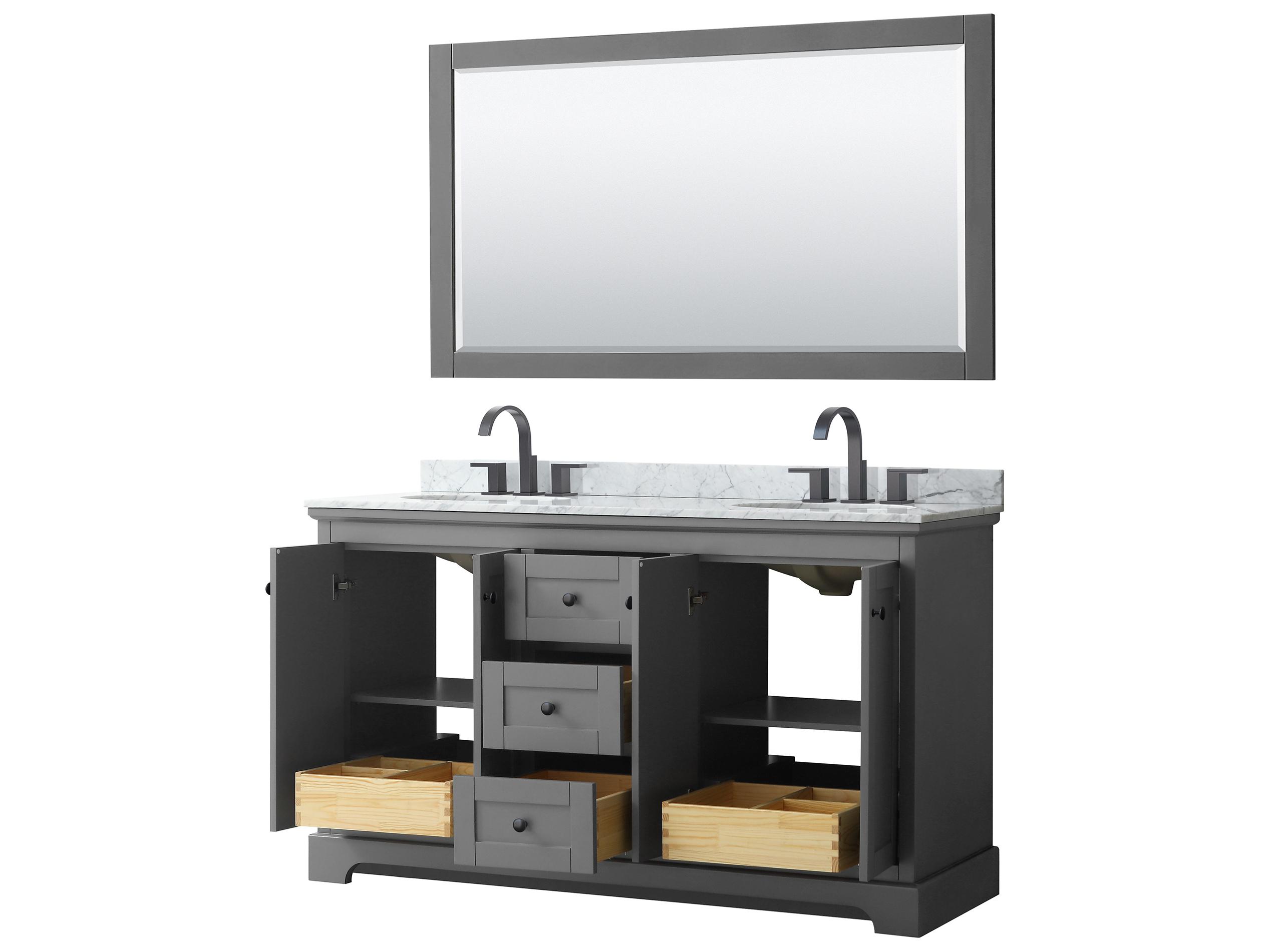 Wyndham Collection Avery 60" Dark Gray Vanity with 58" Mirror