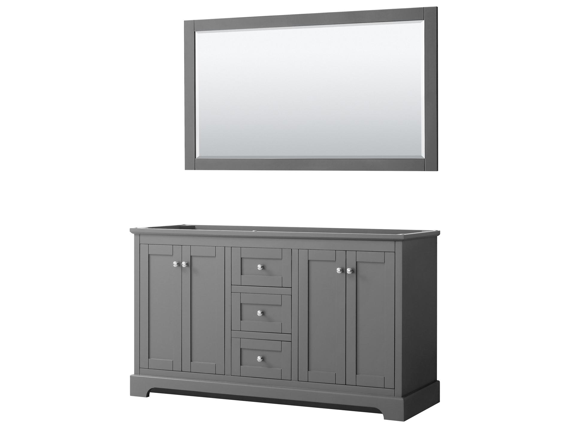 Wyndham Collection Avery 59" Dark Gray Vanity with 58" Mirror