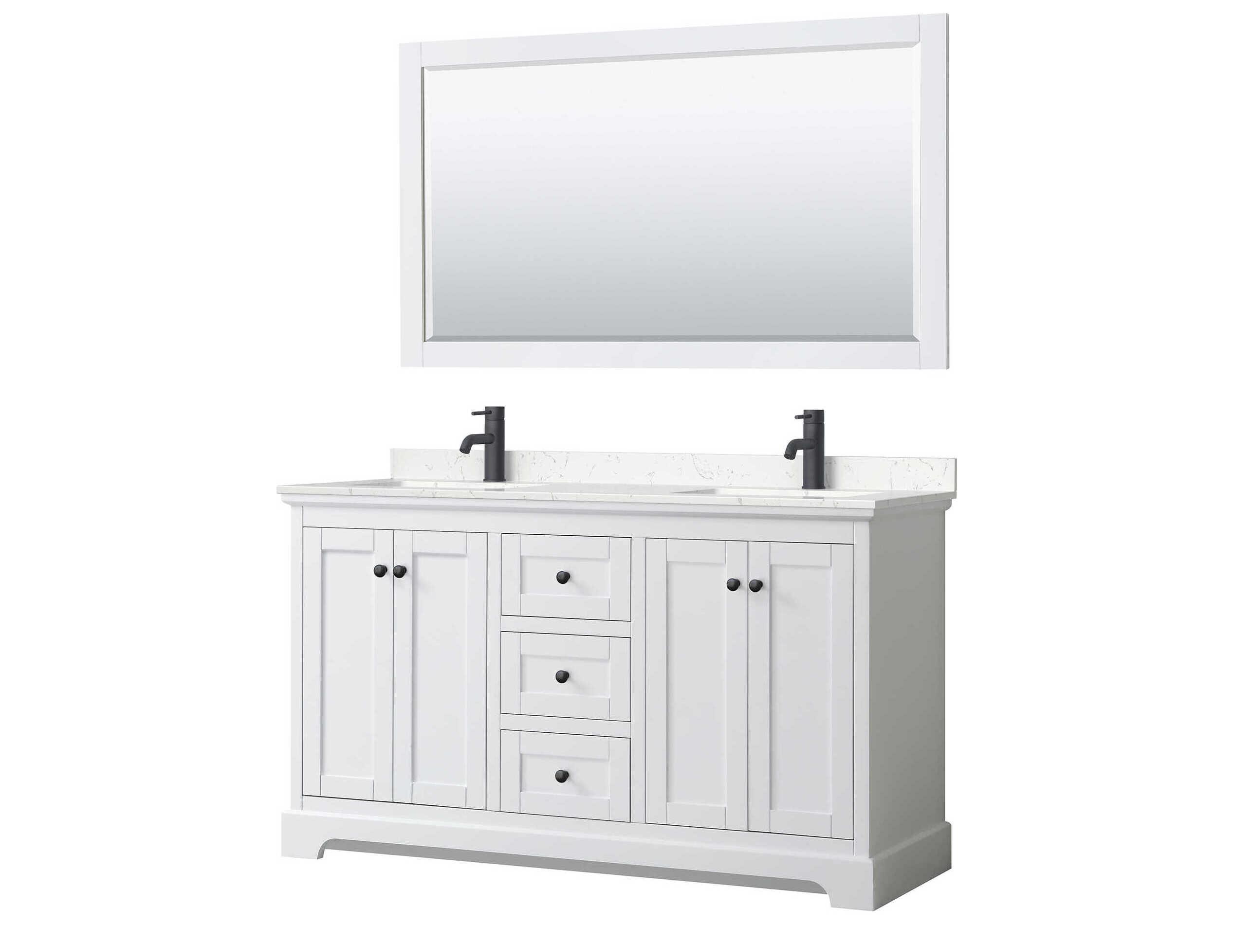Wyndham Collection Avery 60" White Vanity with 58" Mirror