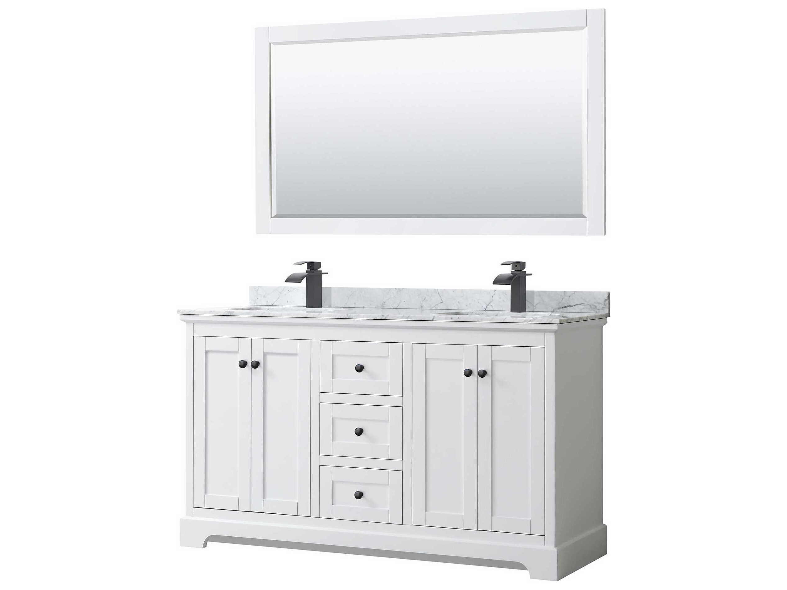 Wyndham Collection Avery 60" White Vanity with 58" Mirror