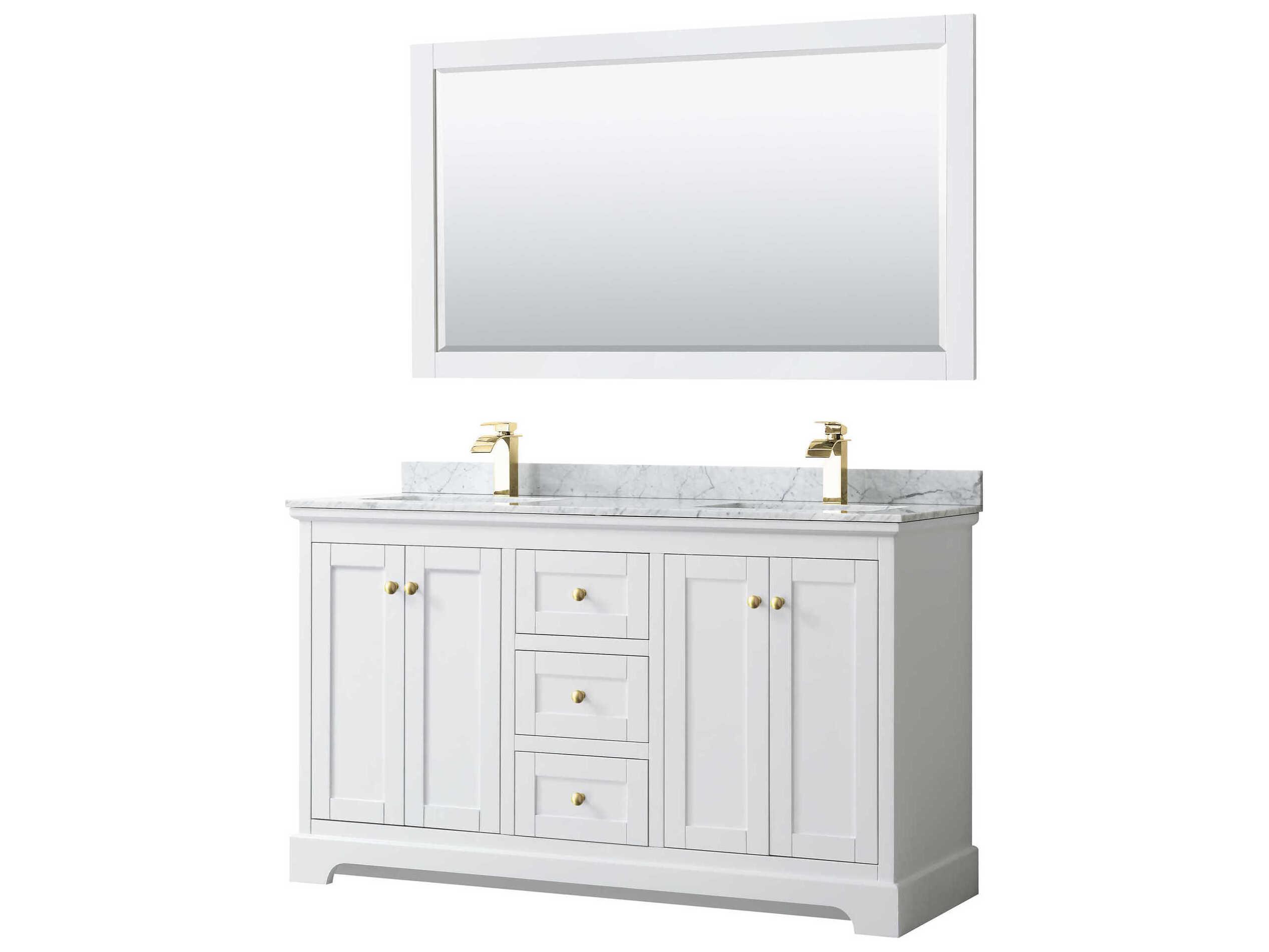 Wyndham Collection Avery 60" White Vanity with 58" Mirror