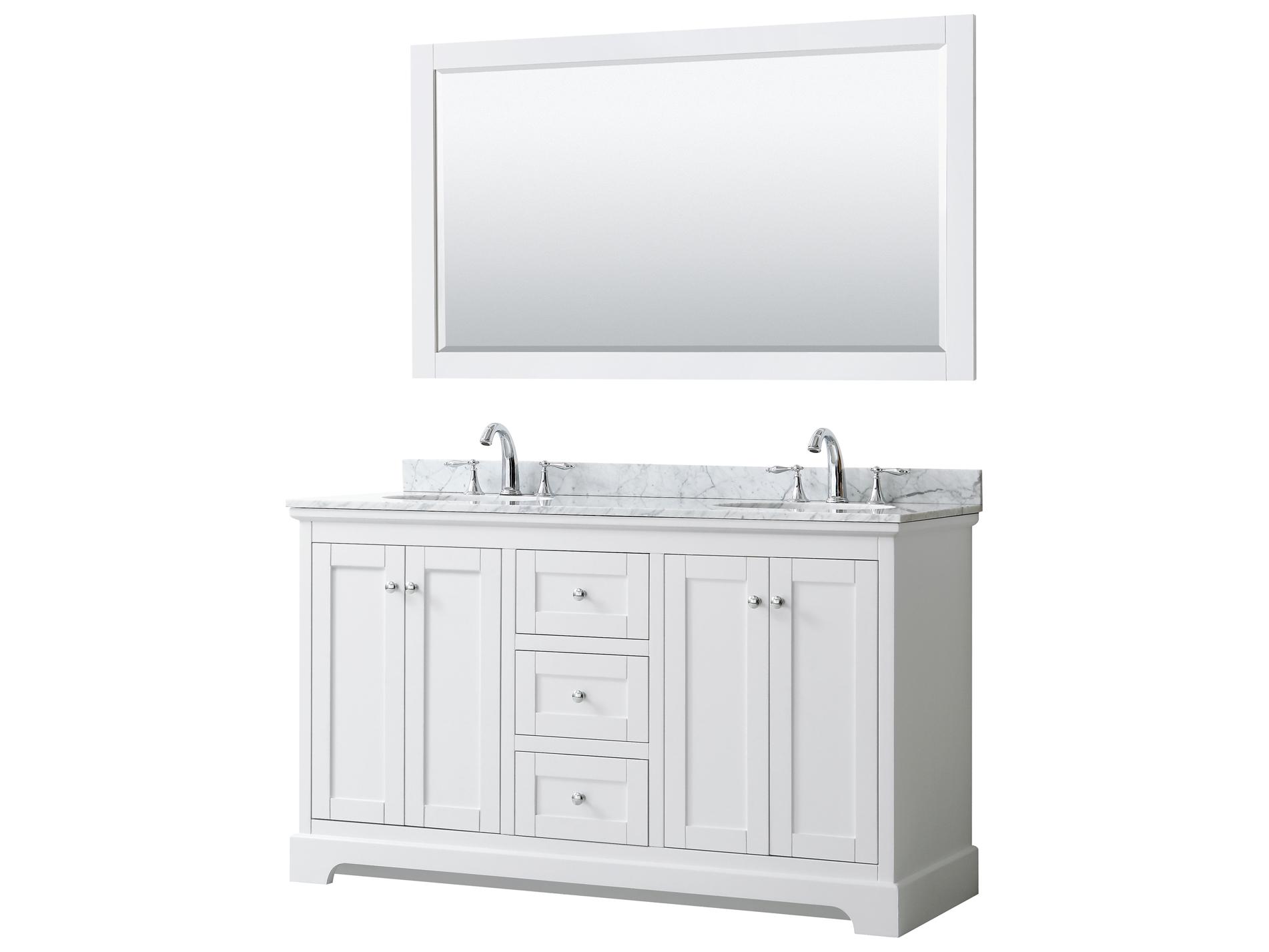 Wyndham Collection Avery 60" White Vanity with 58" Mirror