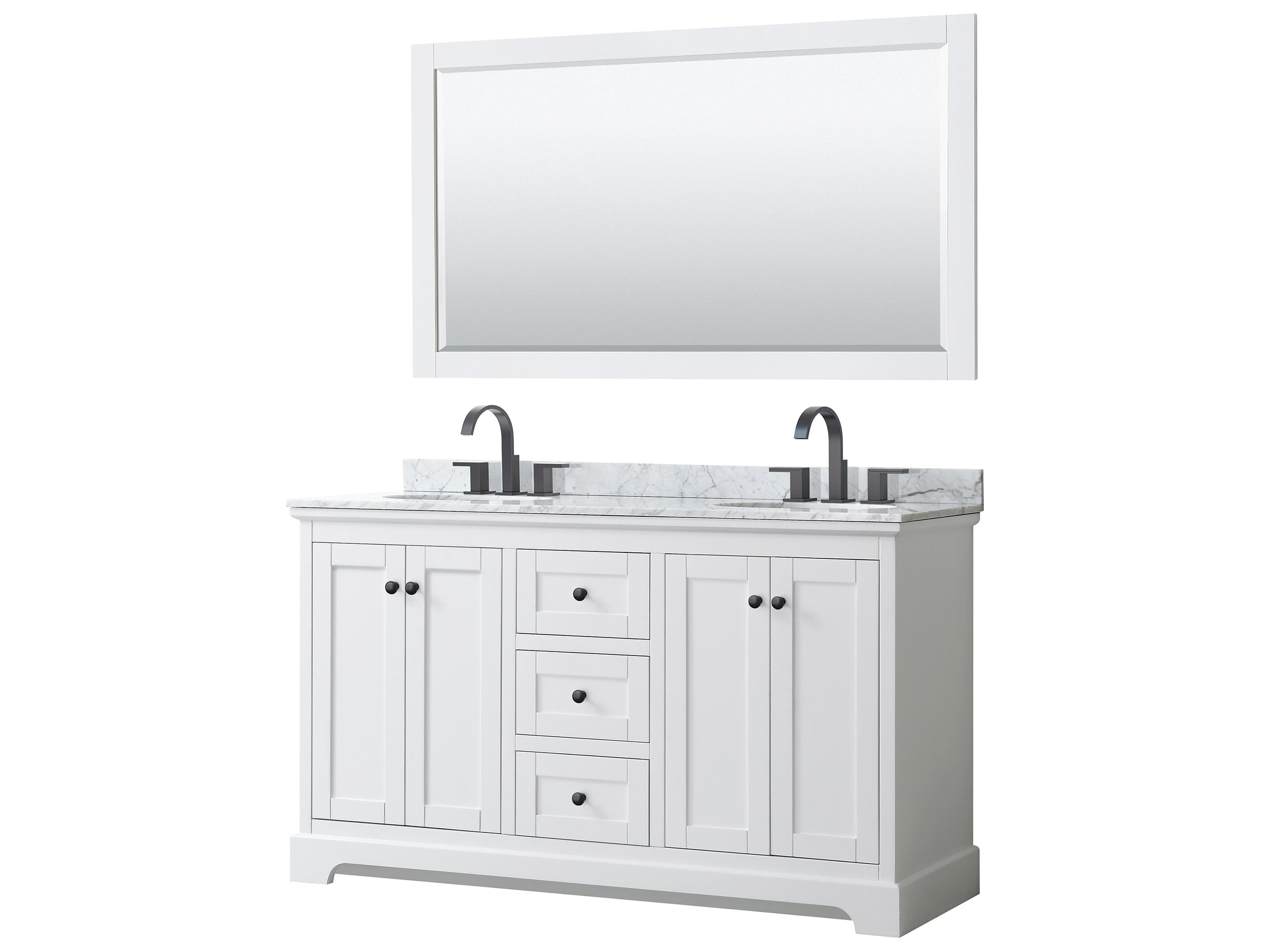 Wyndham Collection Avery 60" White Vanity with 58" Mirror