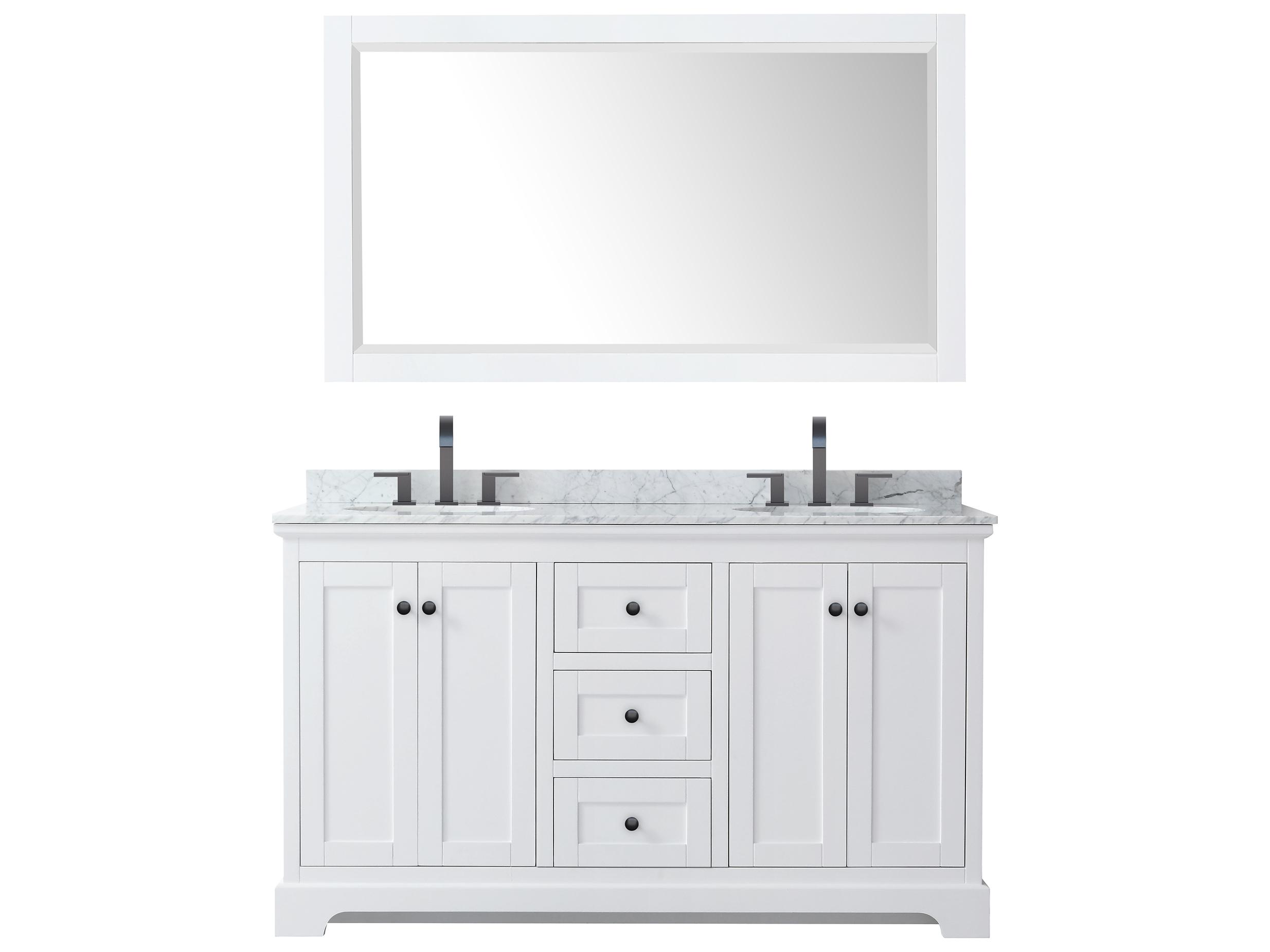 Wyndham Collection Avery 60" White Vanity with 58" Mirror
