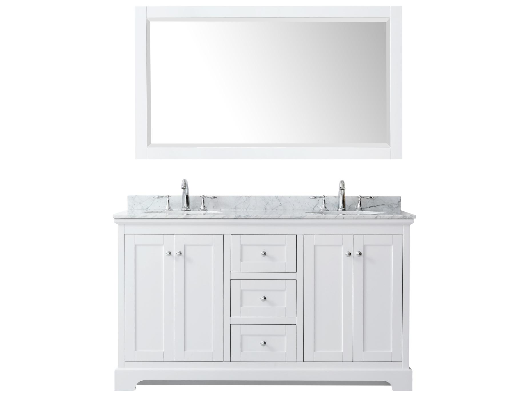Wyndham Collection Avery 60" White Vanity with 58" Mirror