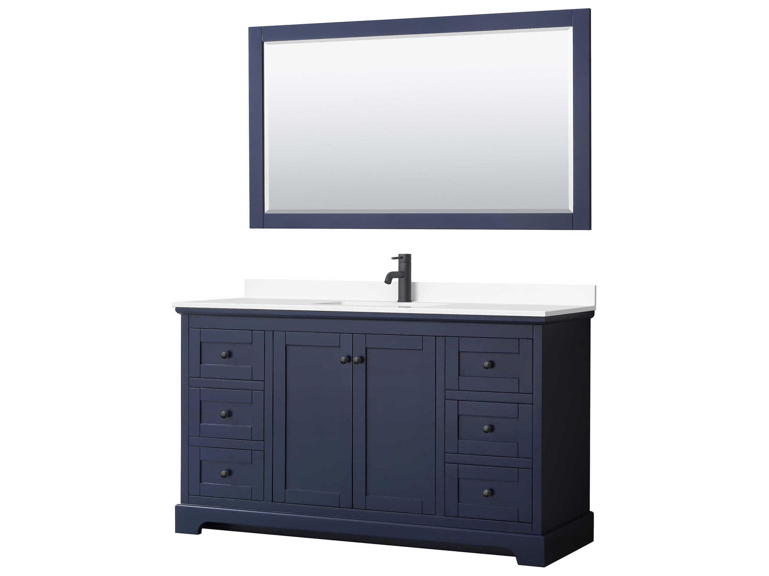 Wyndham Collection Avery 60" Dark Blue Vanity with 58" Mirror