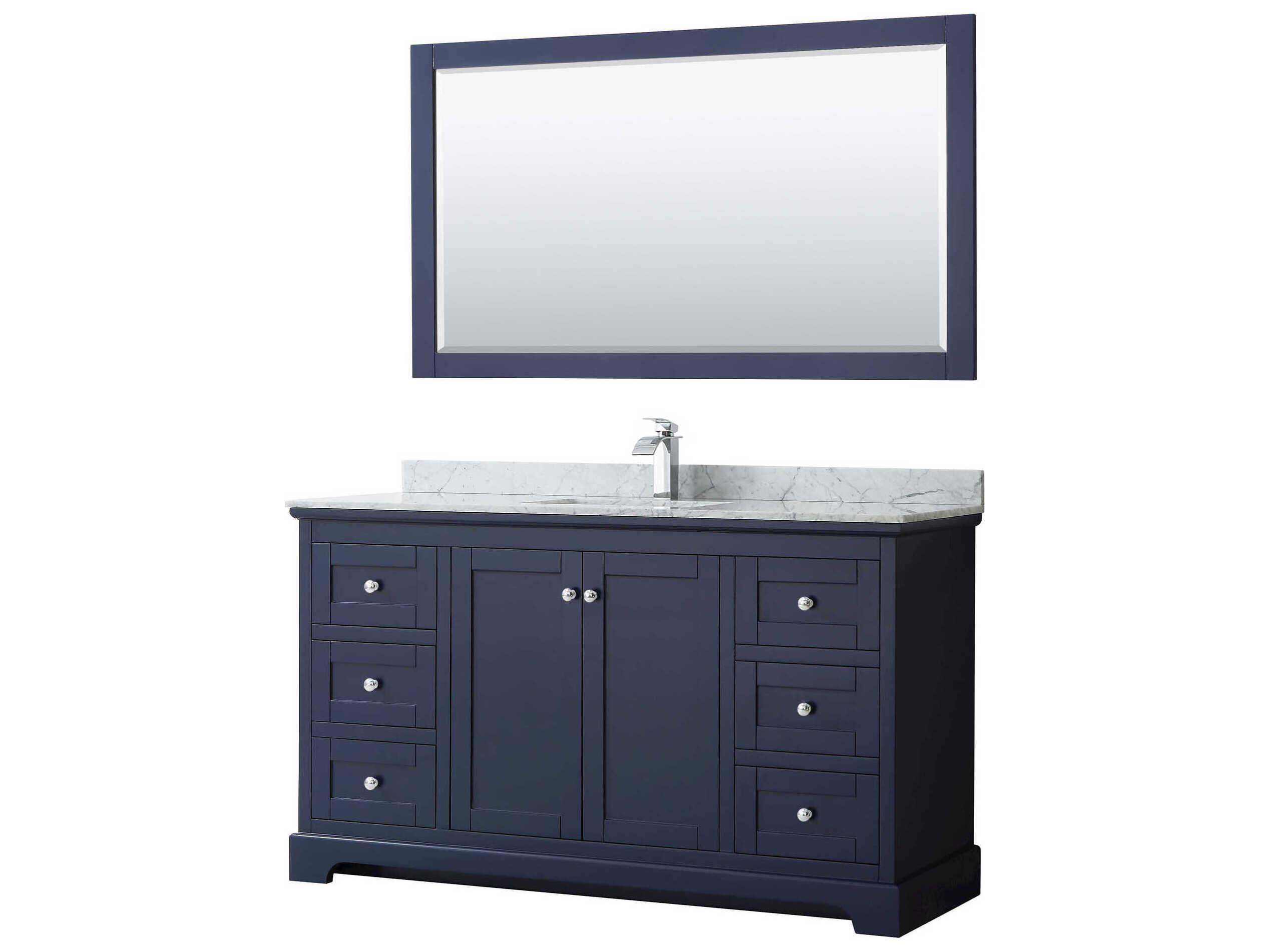 Wyndham Collection Avery 60" Dark Blue Vanity with 58" Mirror