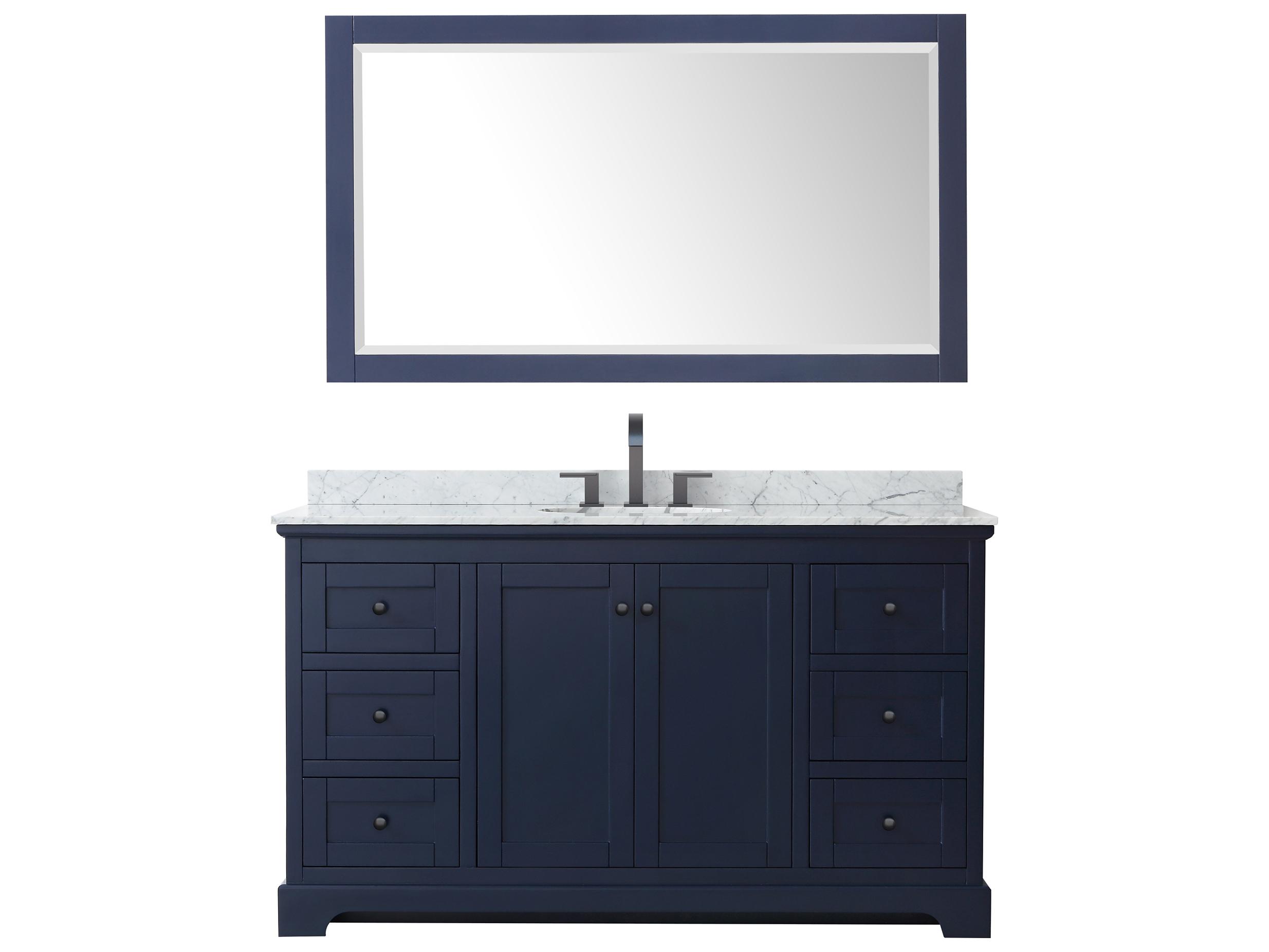 Wyndham Collection Avery 60" Dark Blue Vanity with 58" Mirror