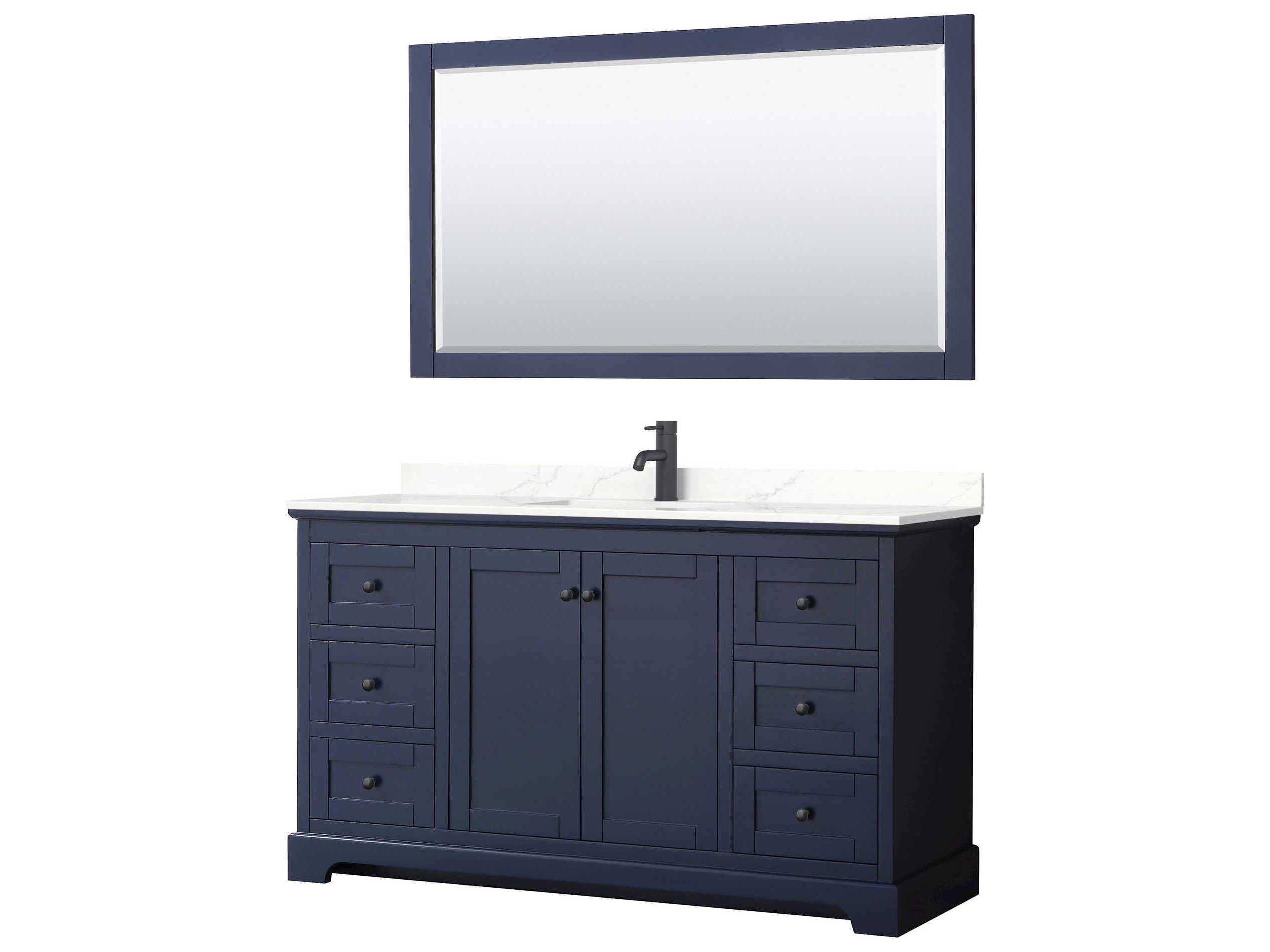 Wyndham Collection Avery 60" Dark Blue Vanity with 58" Mirror