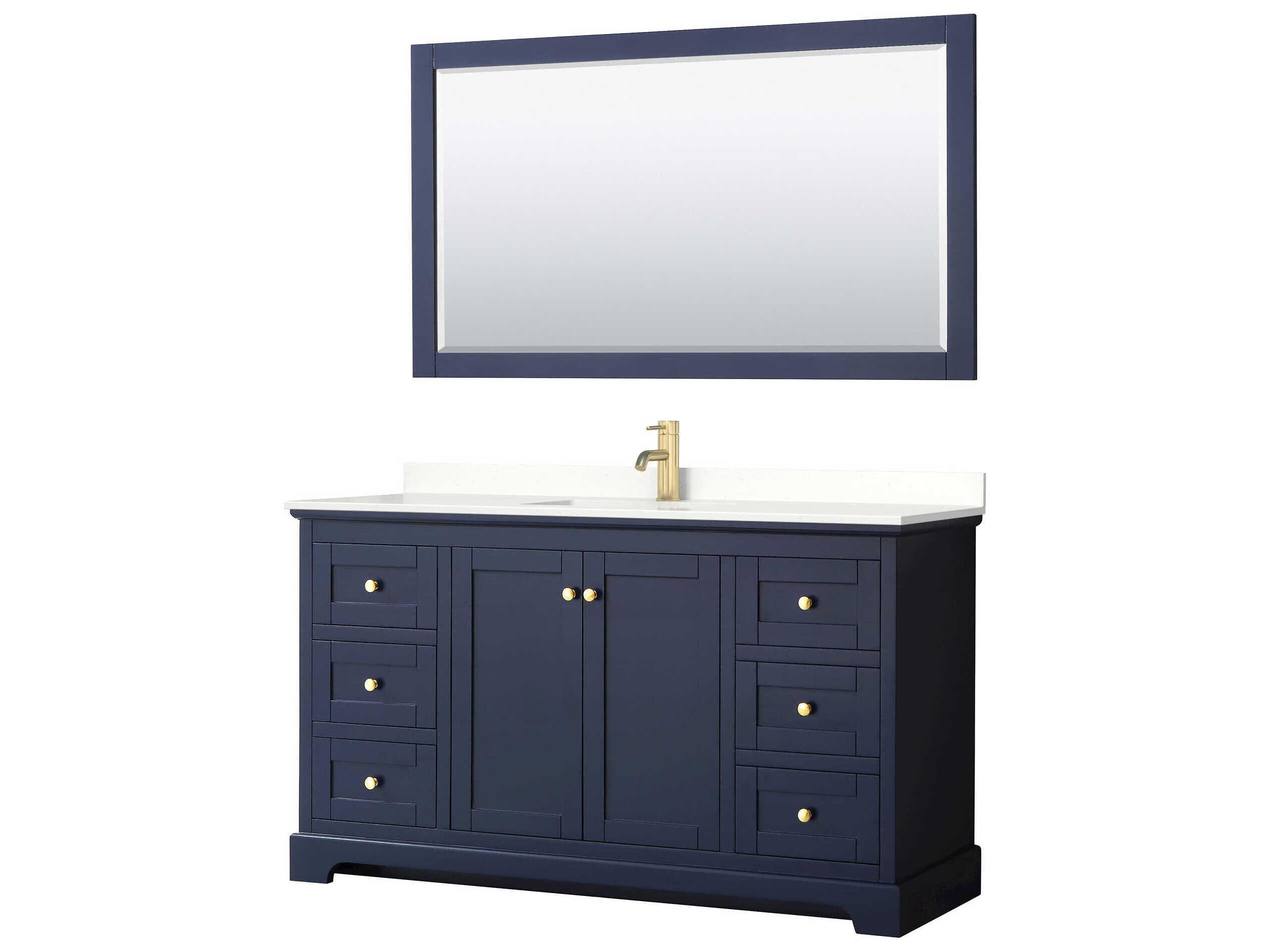 Wyndham Collection Avery 60" Dark Blue Vanity with 58" Mirror