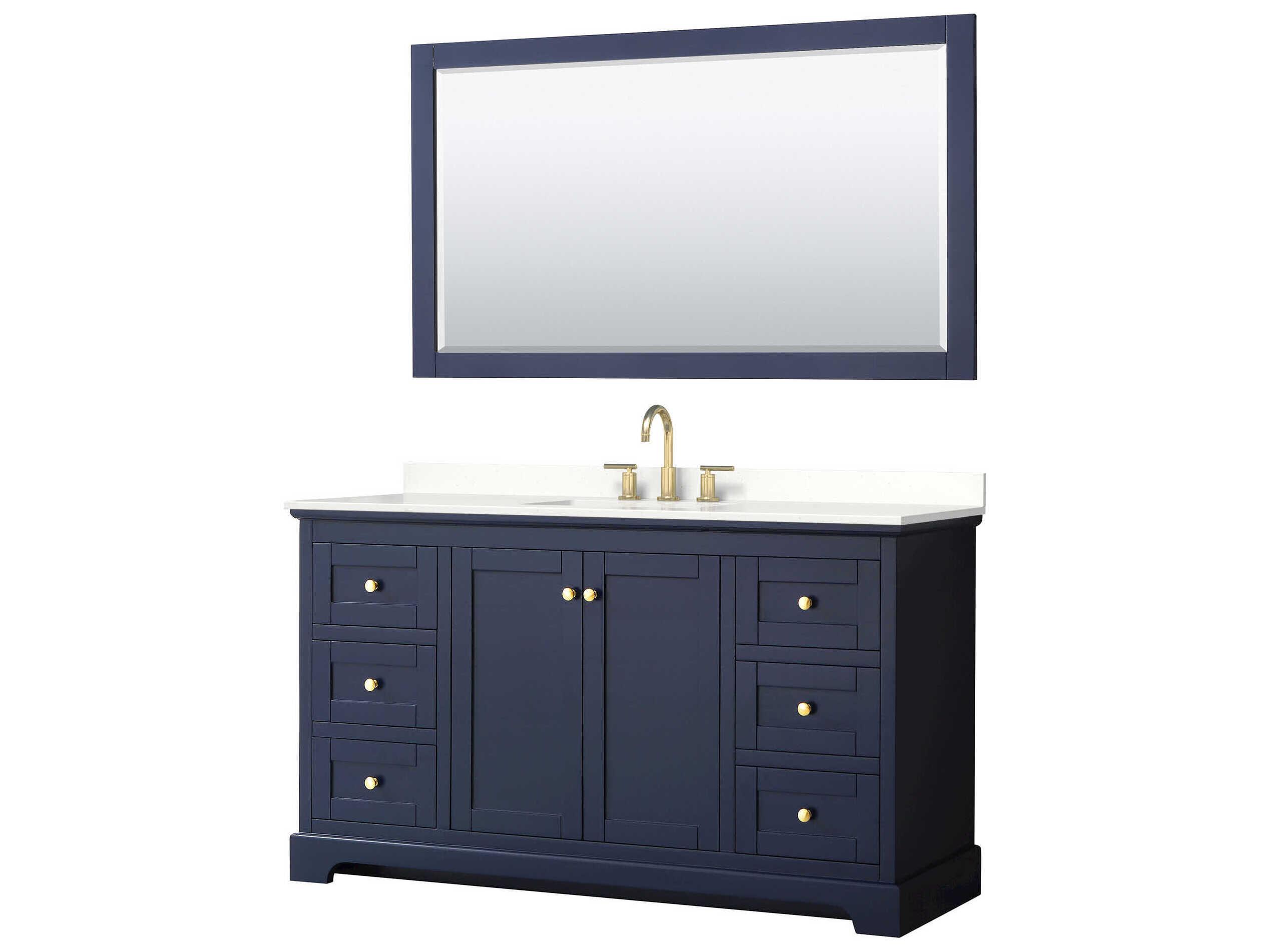 Wyndham Collection Avery 60" Dark Blue Vanity with 58" Mirror