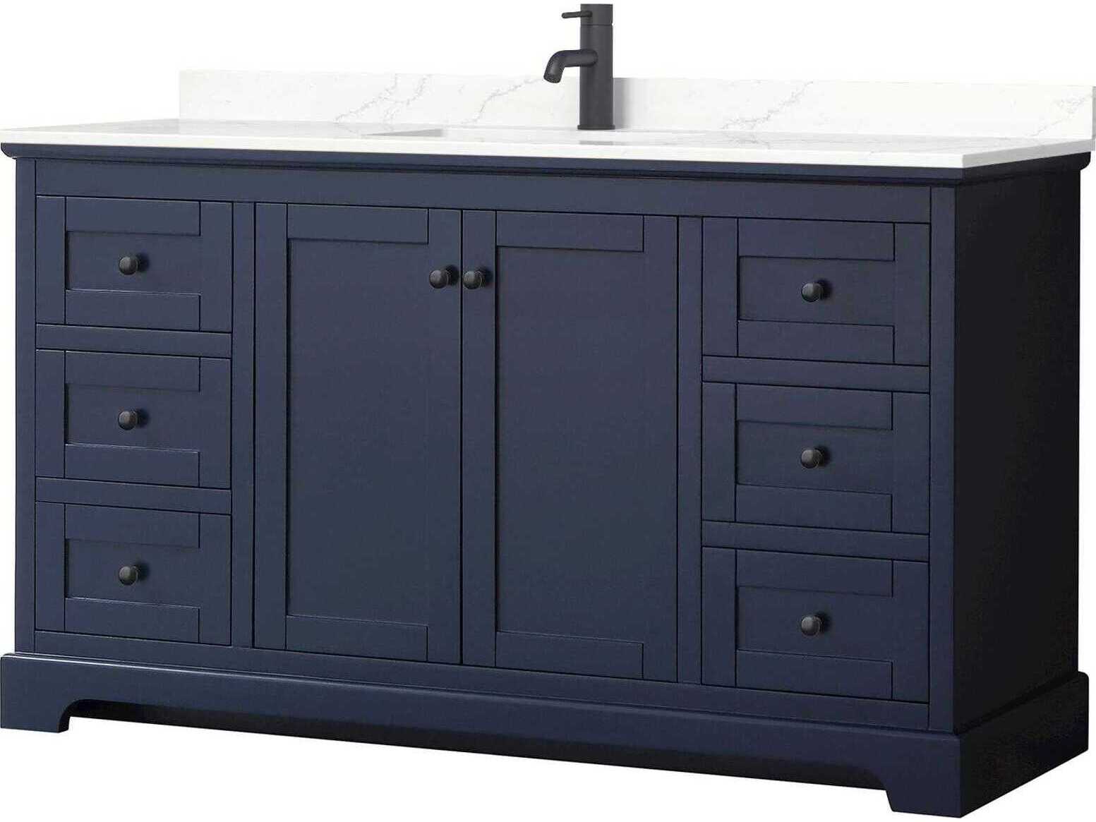 Wyndham Collection Avery 60" Dark Blue Vanity