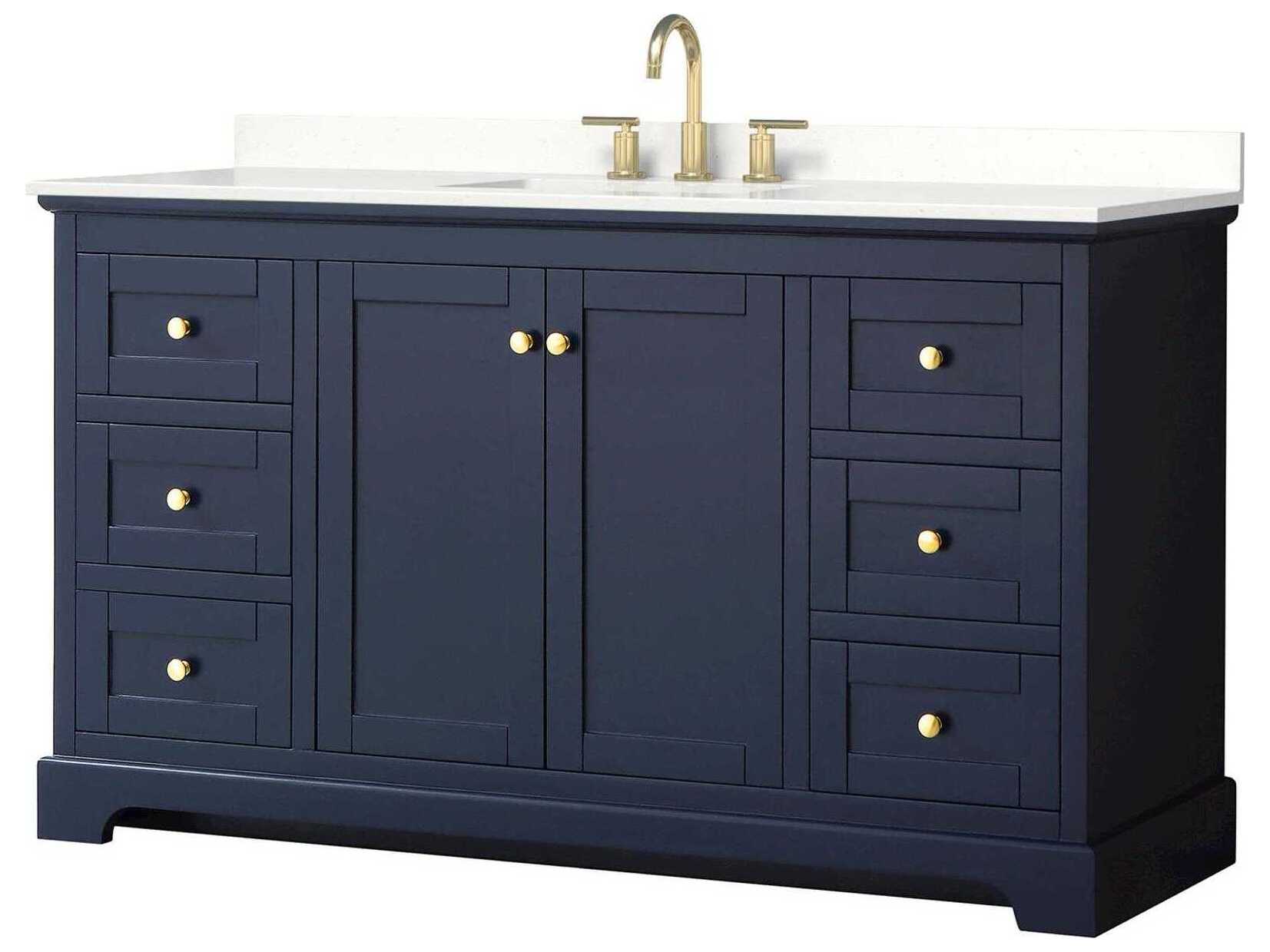 Wyndham Collection Avery 60" Dark Blue Vanity